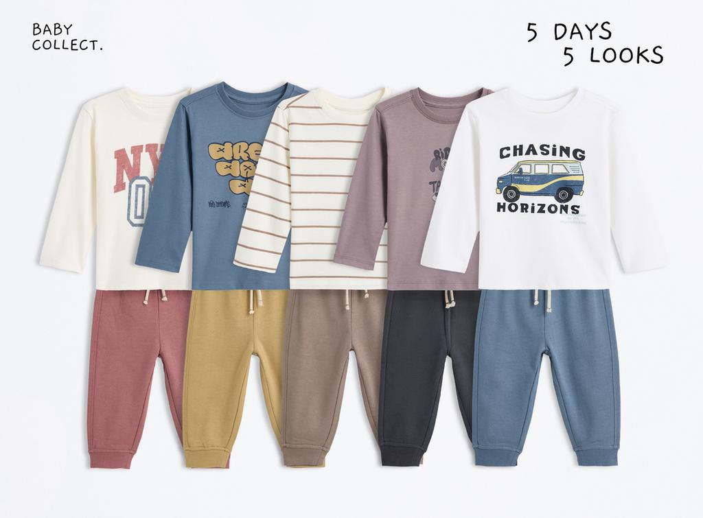 Pack 5 completi di maglietta e pantaloni in felpa