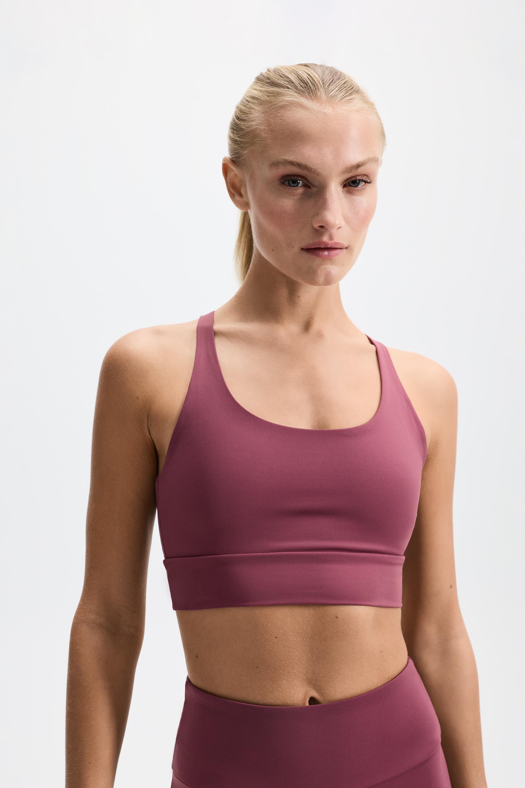 Crossover strap sports top — DARK PINK