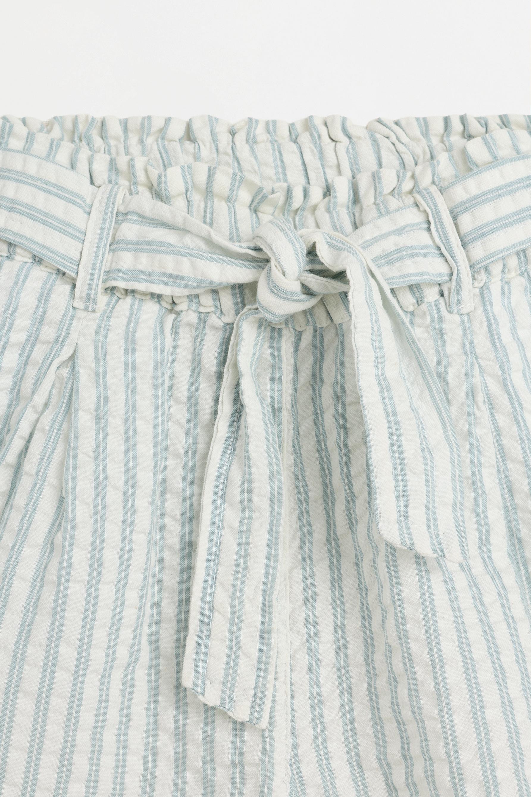 Striped seersucker shorts — PALE SKY BLUE