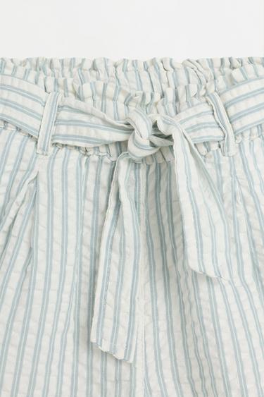 Striped seersucker shorts — PALE SKY BLUE 3