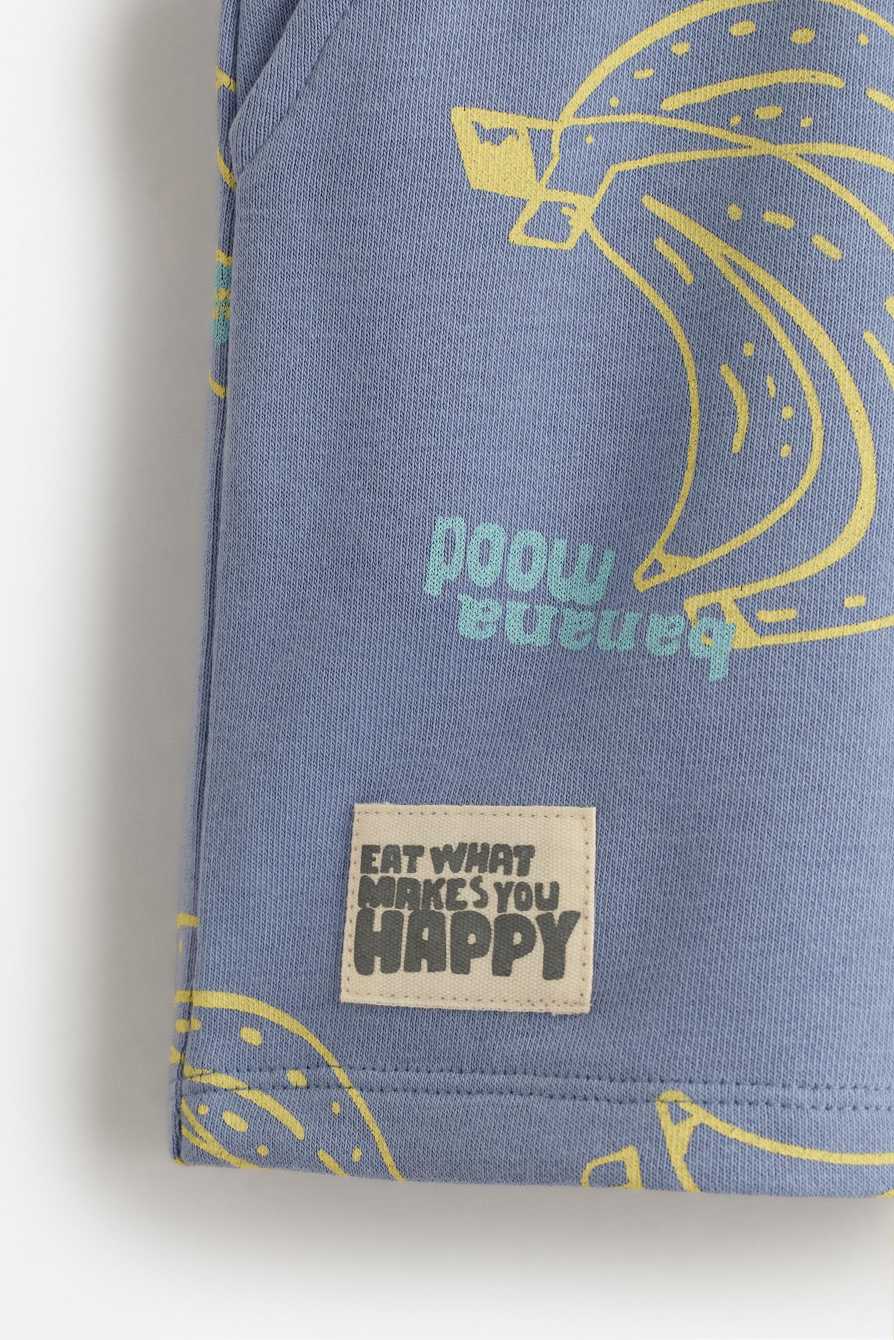 Printed plush Bermuda shorts — LAVENDER BLUE