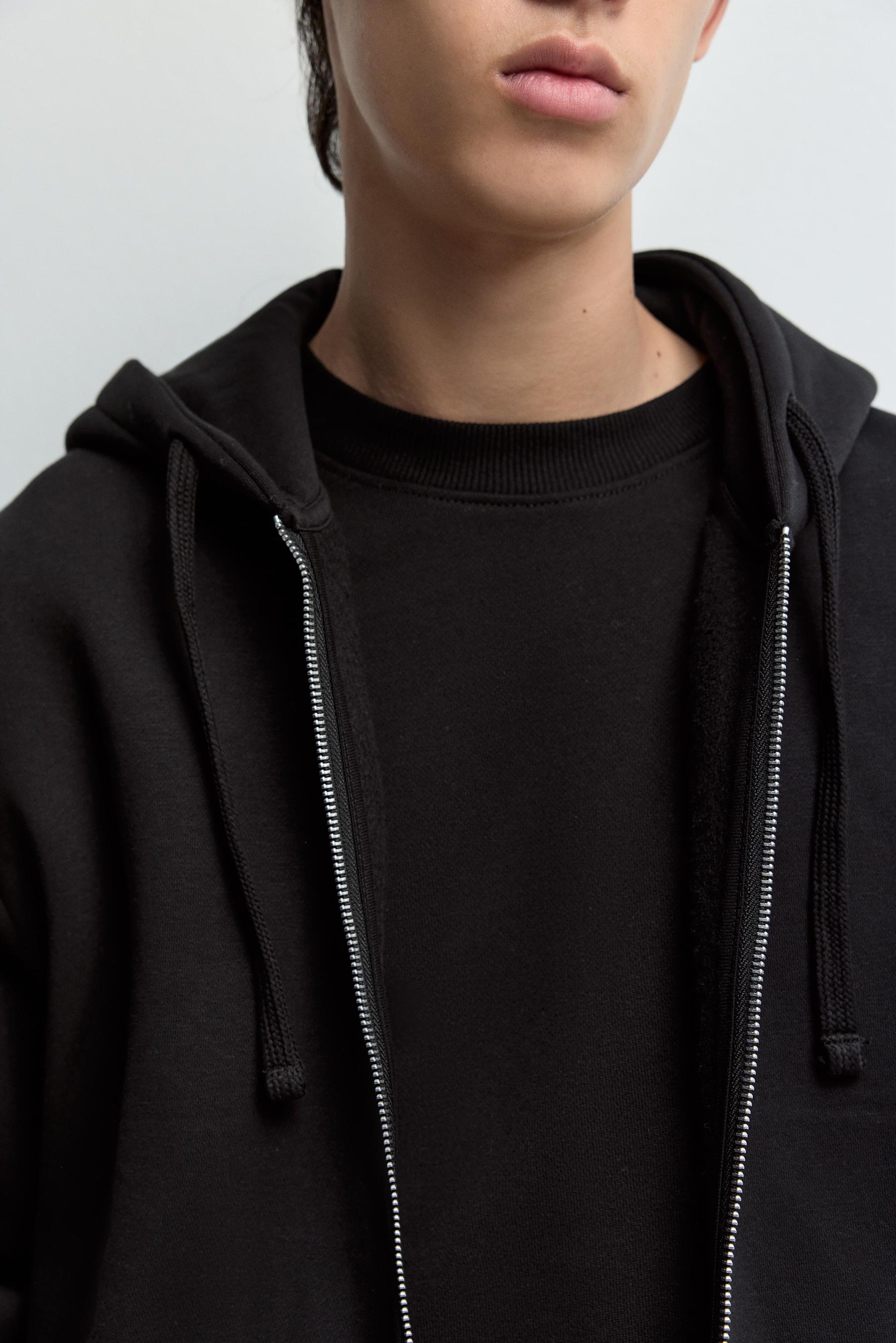 Basic zip-up hoodie — BLACK