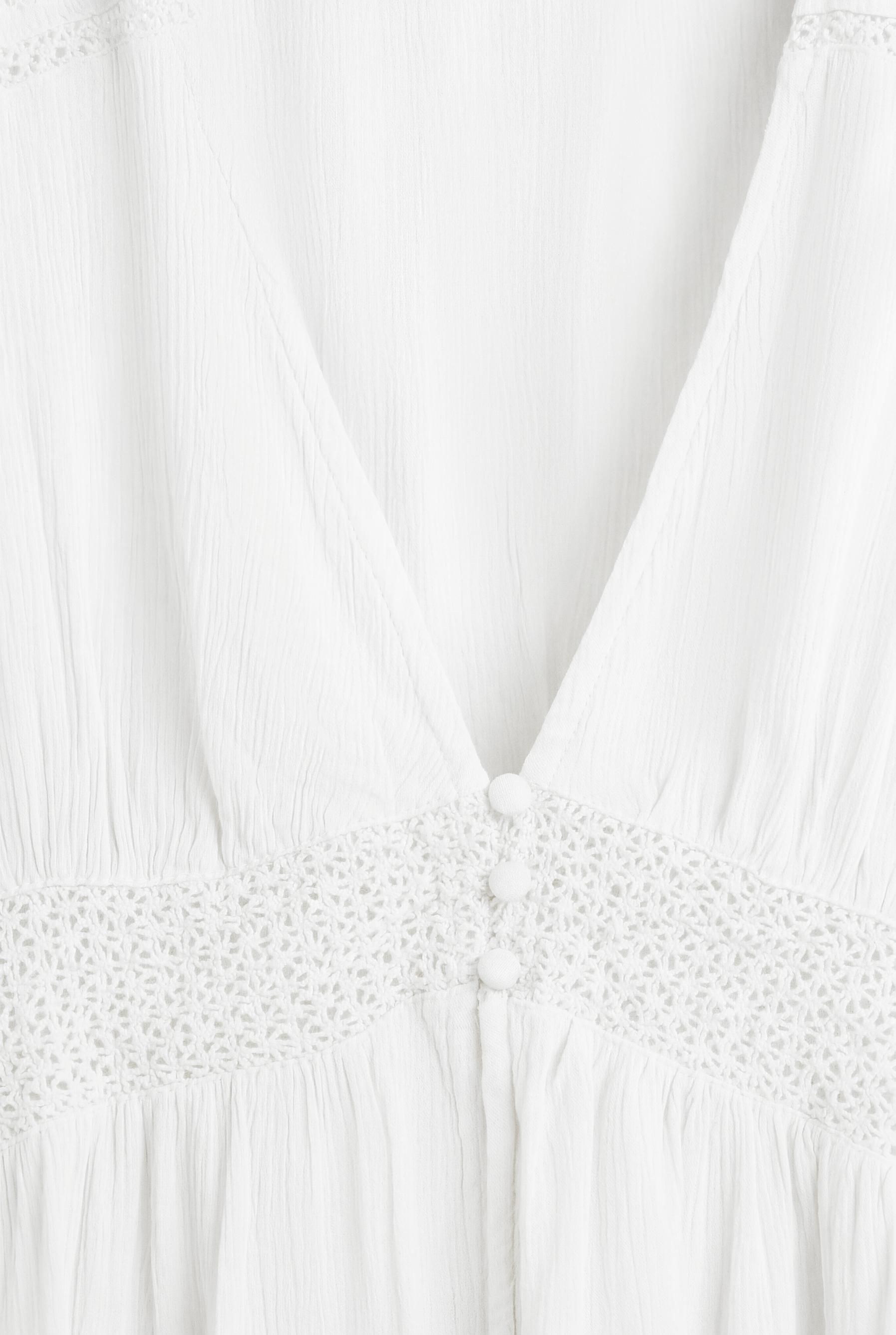 Textured shirt with lace inserts — WHITE