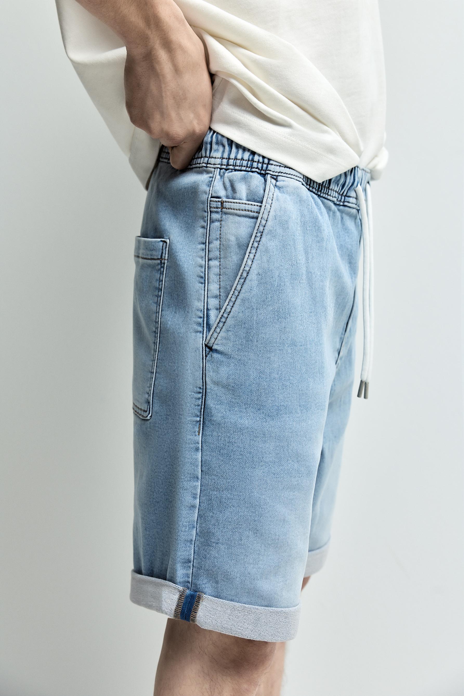 Denim jogger Bermuda shorts — NEON BLUE