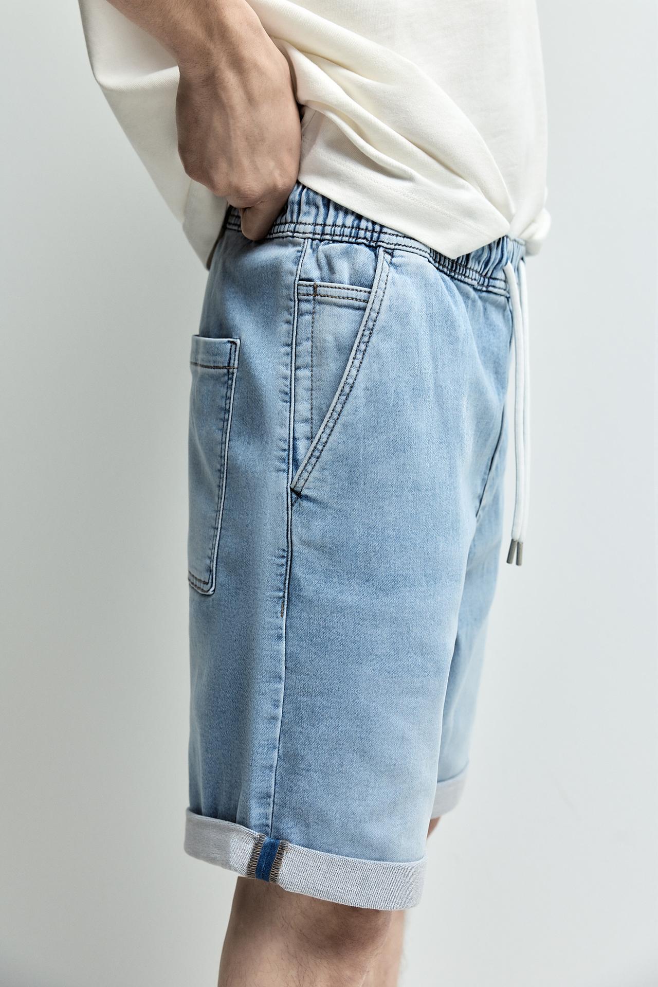 Denim jogger Bermuda shorts — NEON BLUE