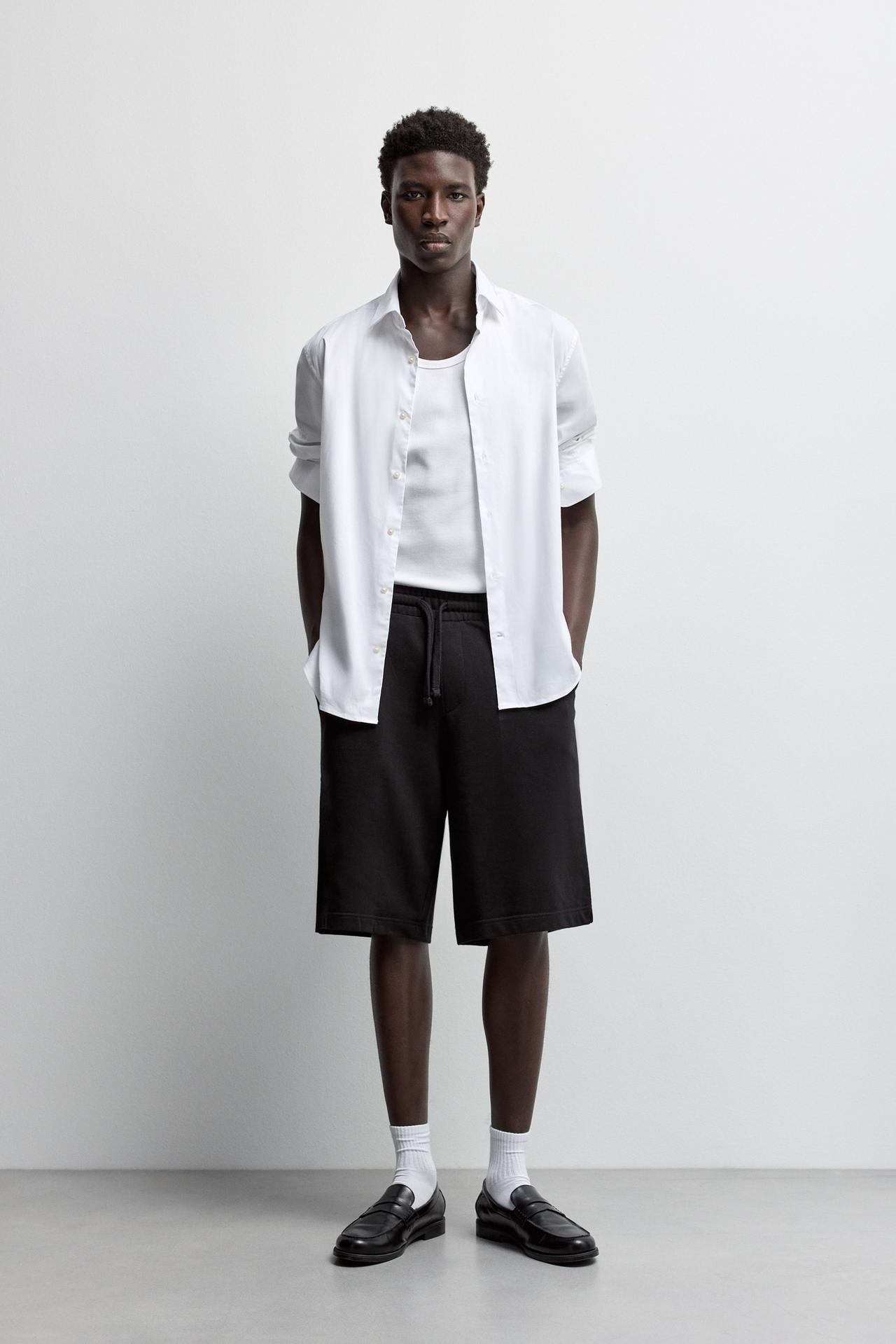 Baggy tracksuit Bermuda shorts — BLACK