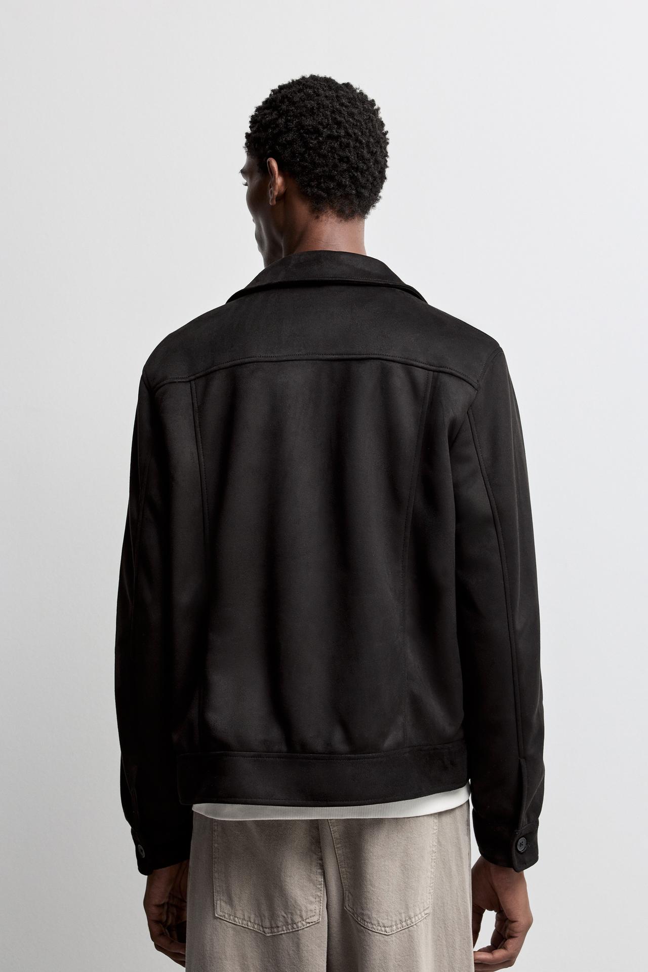 Faux suede jacket — BLACK