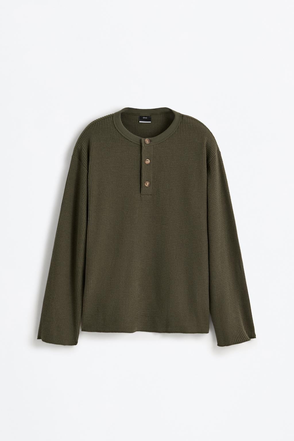 Textured henley T-shirt