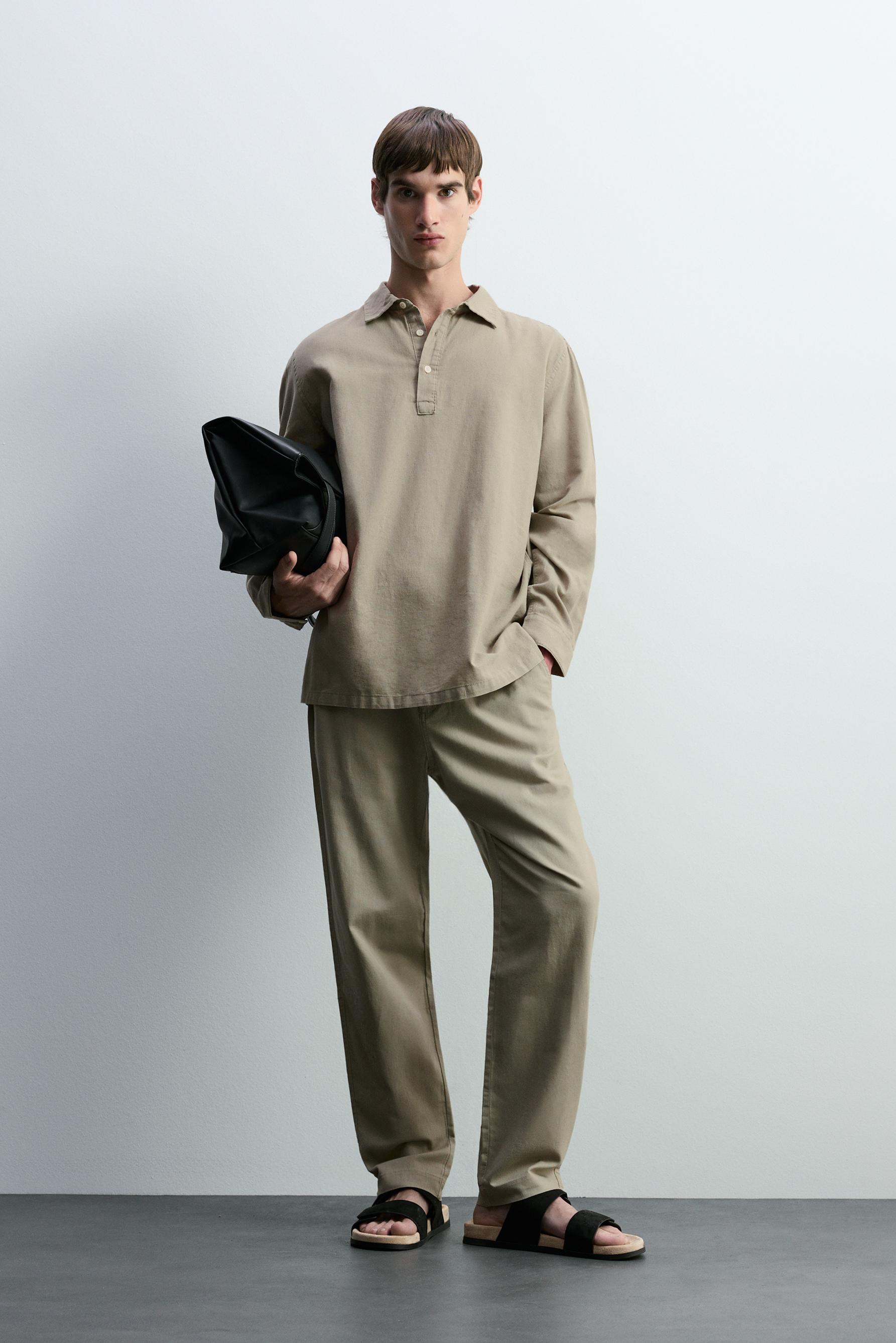 Cotton - linen smart trousers — KHAKI