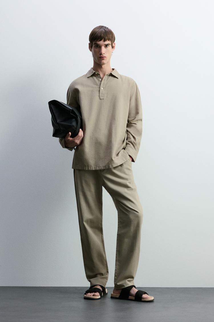 Cotton - linen smart trousers — KHAKI