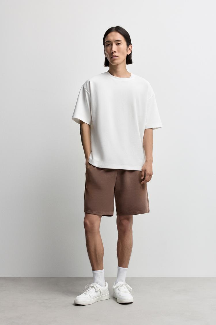 Basic tracksuit Bermuda shorts — BROWN