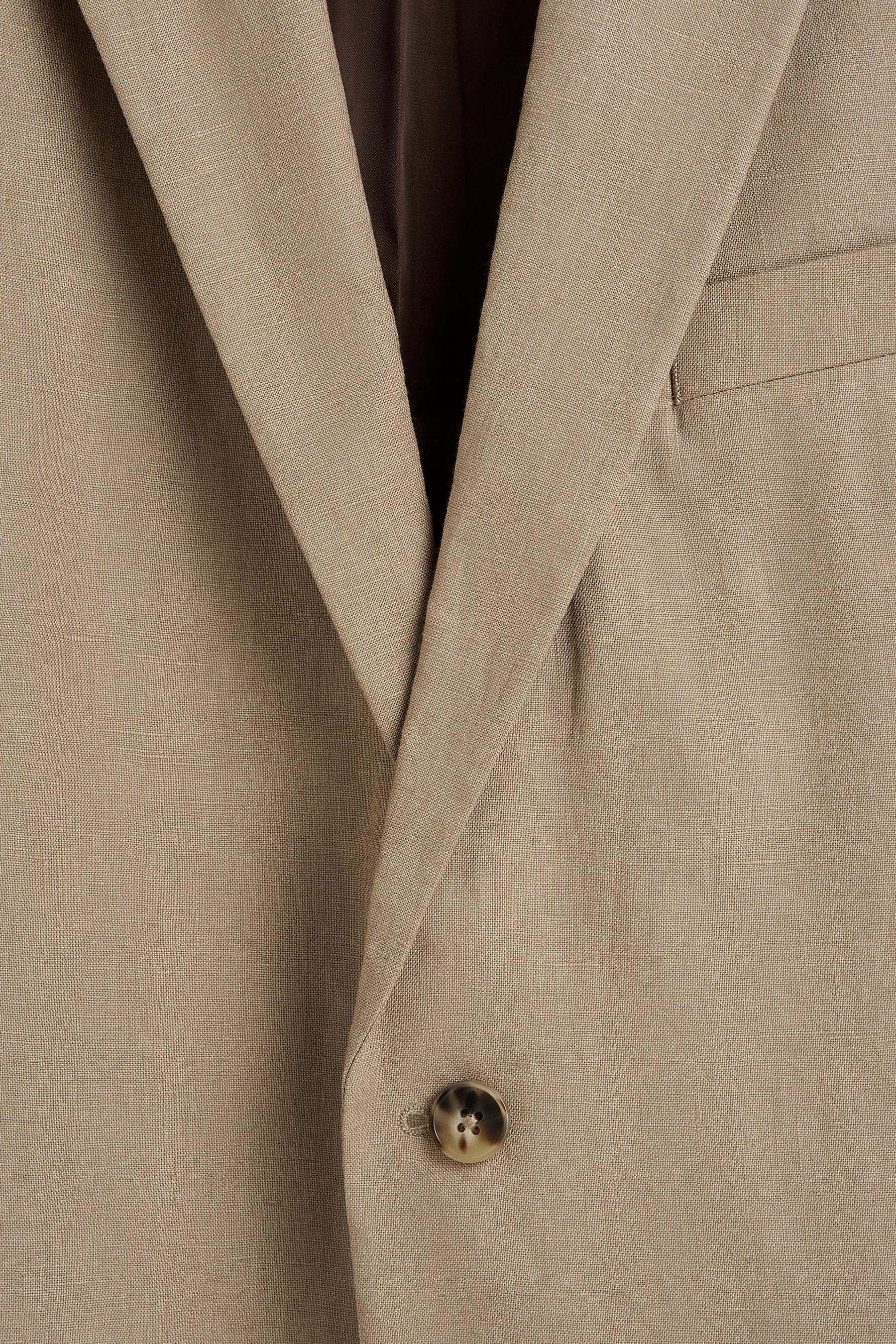 100% linen suit blazer — BROWN