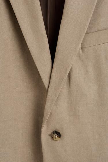 100% linen suit blazer — BROWN 7