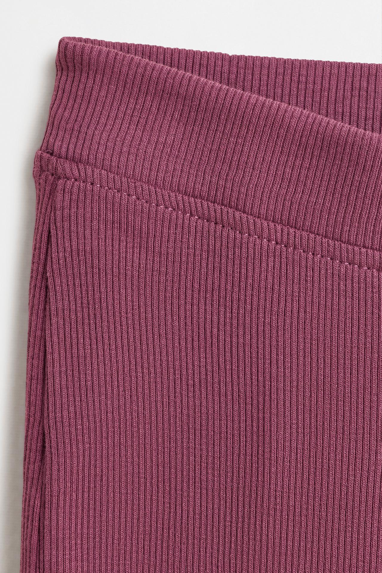 Ribbed bell-bottom leggings — DARK PLUM