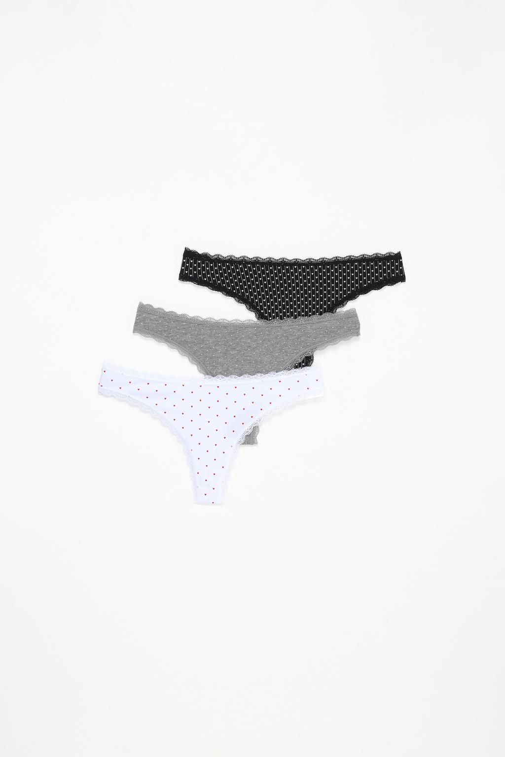 3-pack of Brazilian briefs with lace detail