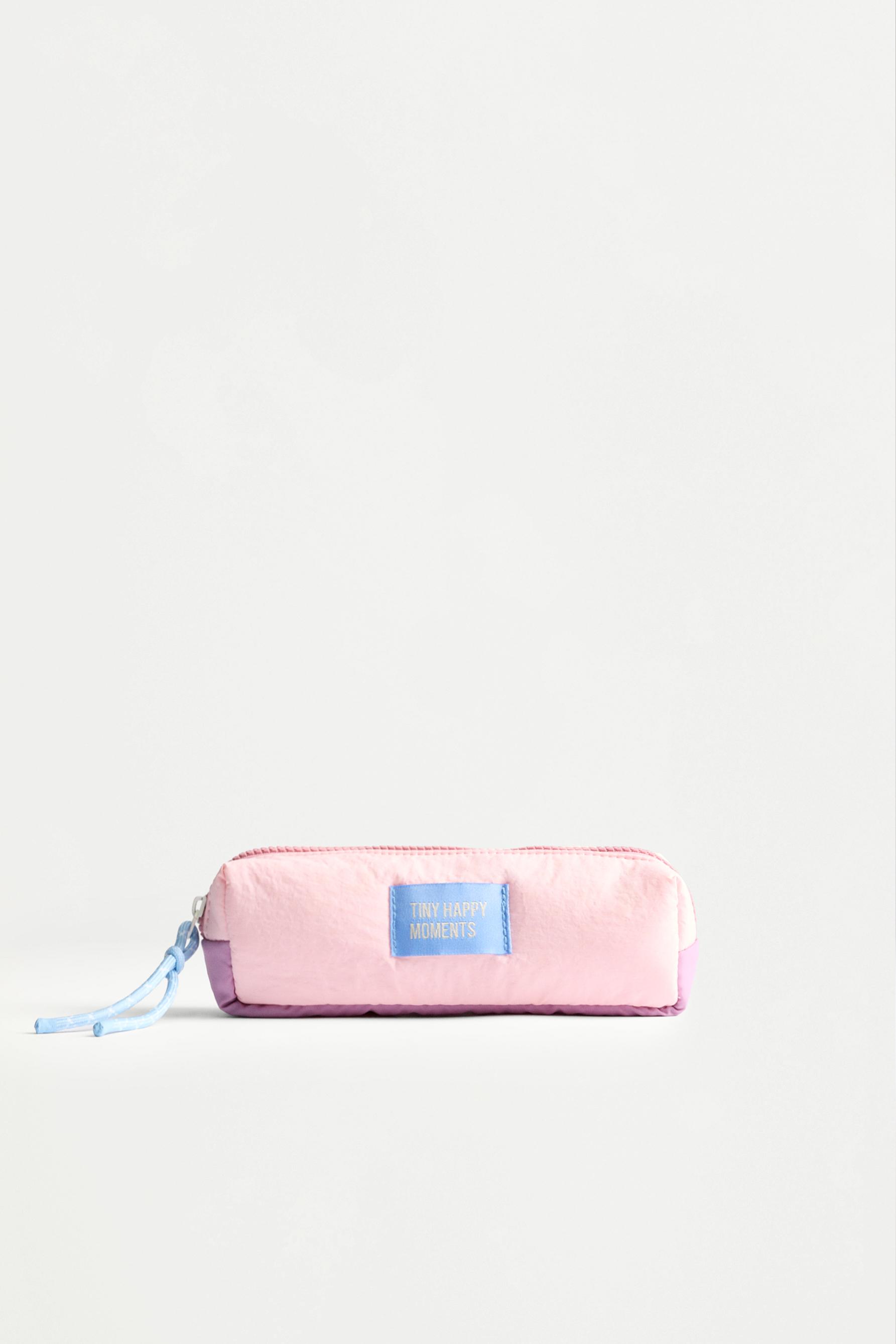 Padded color-block pencil case — PASTEL PINK