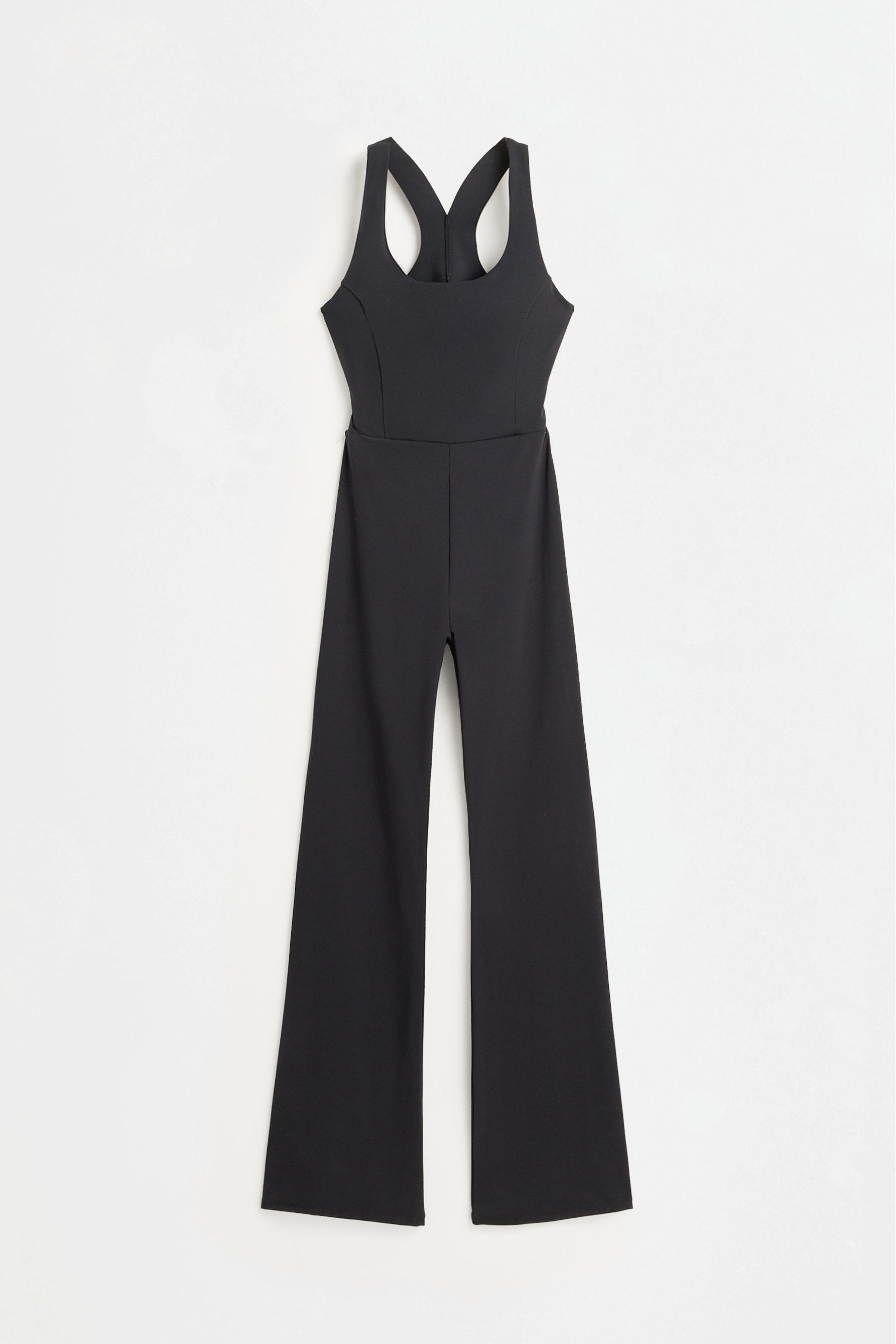 Shaping effect sports jumpsuit — BLACK