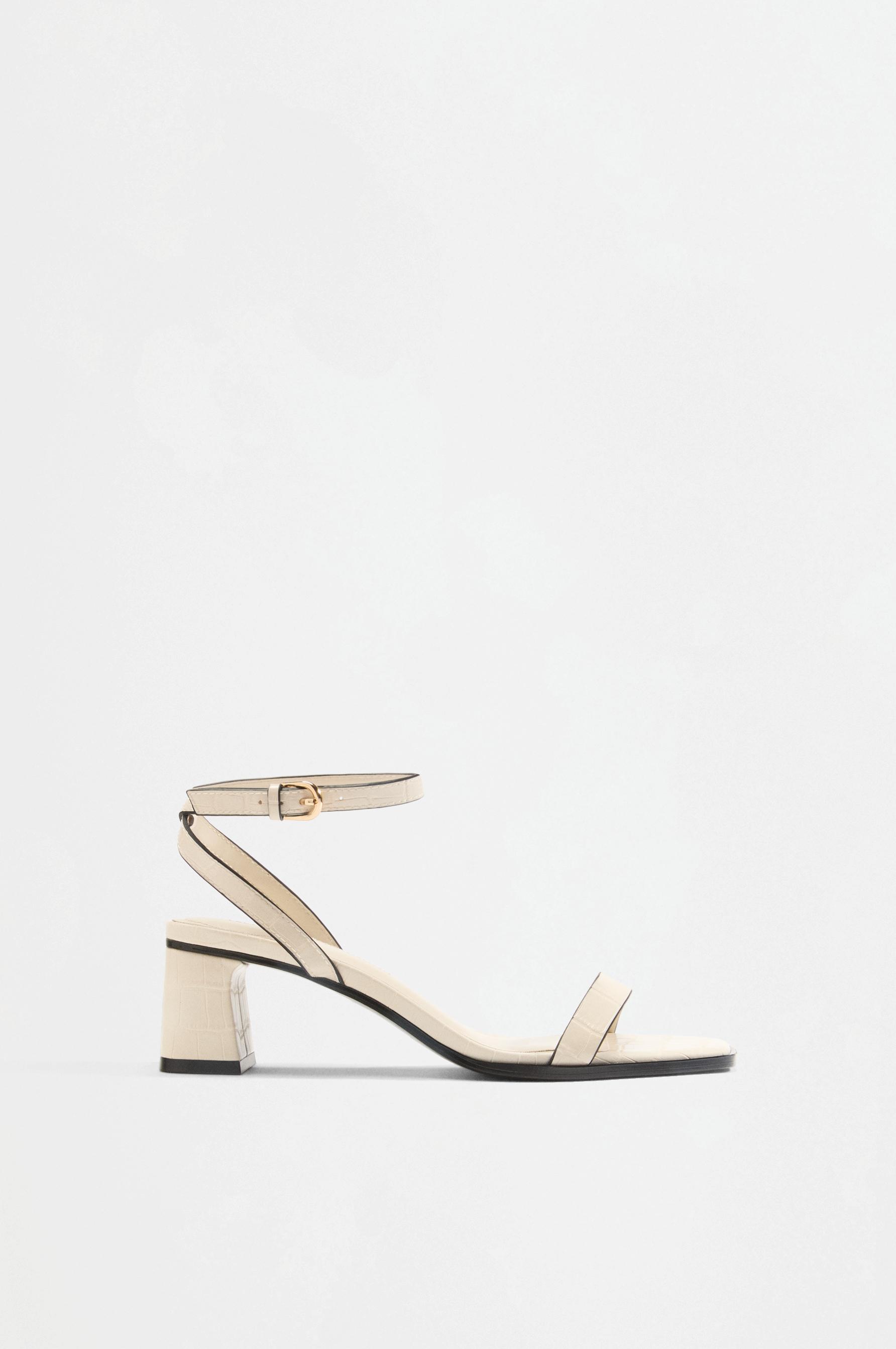 Crocodile-effect high-heeled sandals — WHITE
