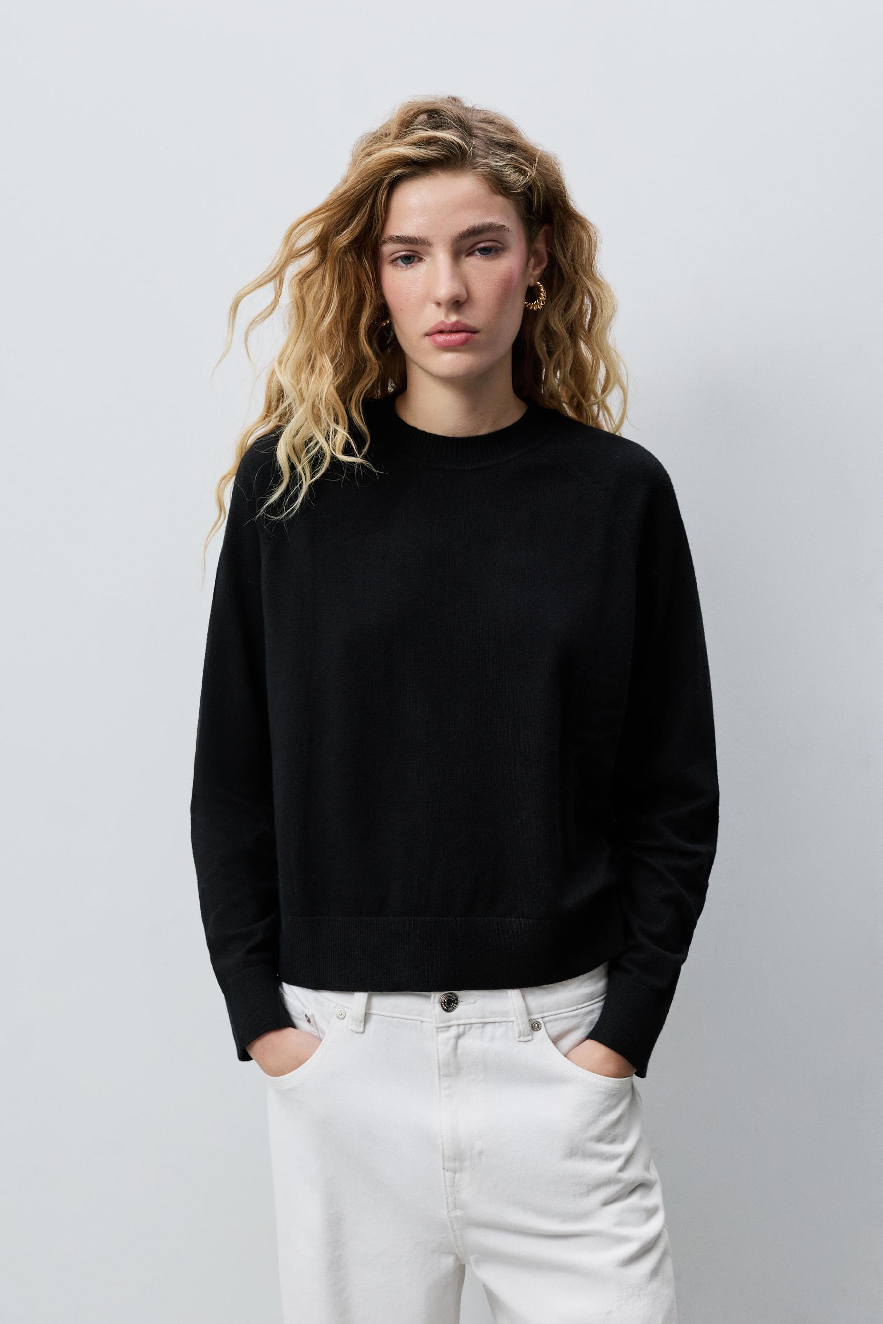 Round neck sweater — BLACK