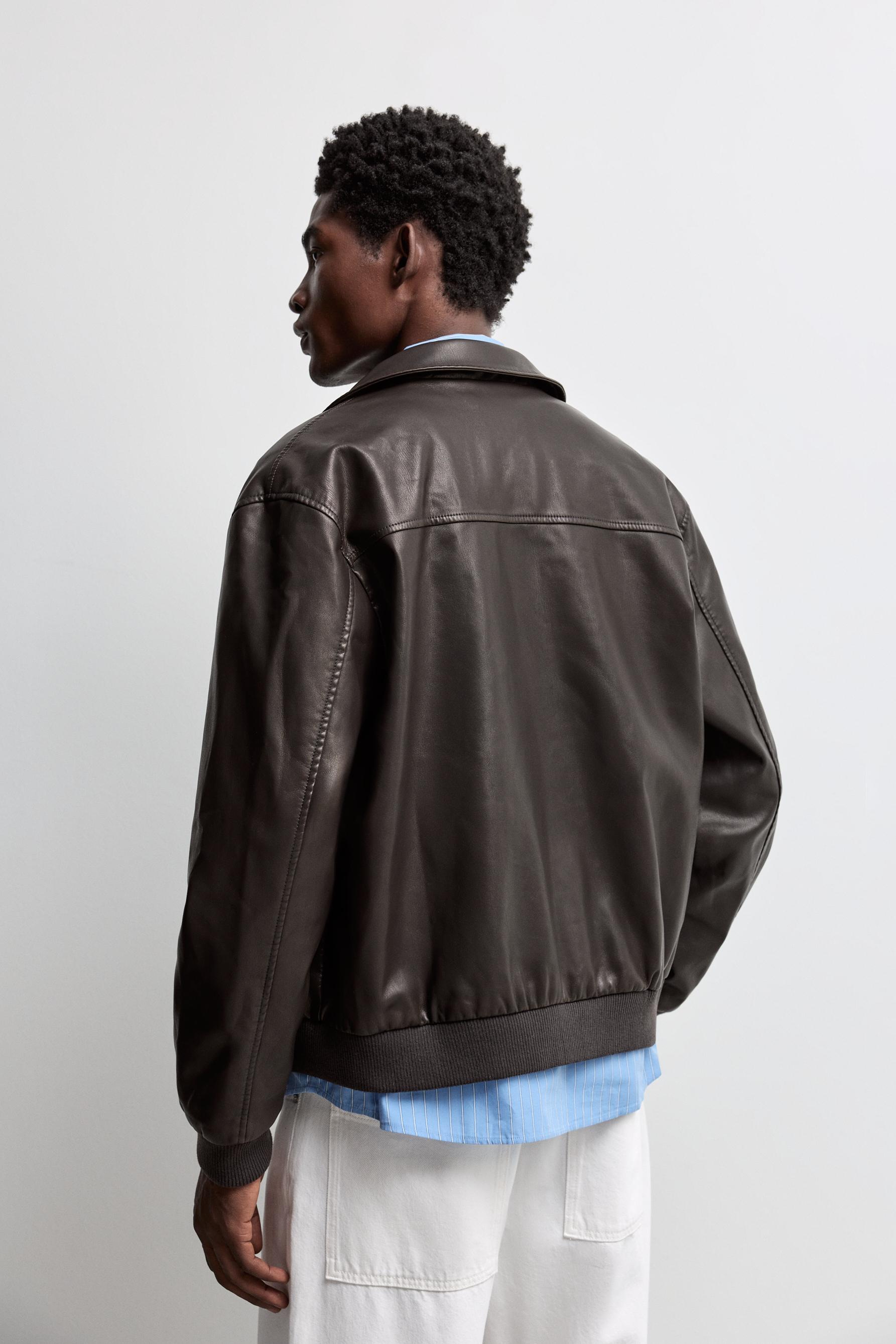 Leather effect jacket — BROWN