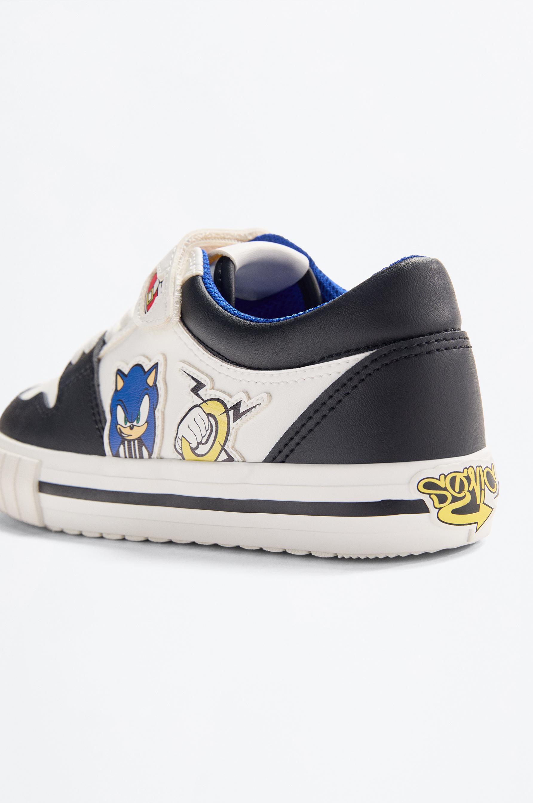 Sonic™ | Sega patch sneakers with thin sole — WHITE