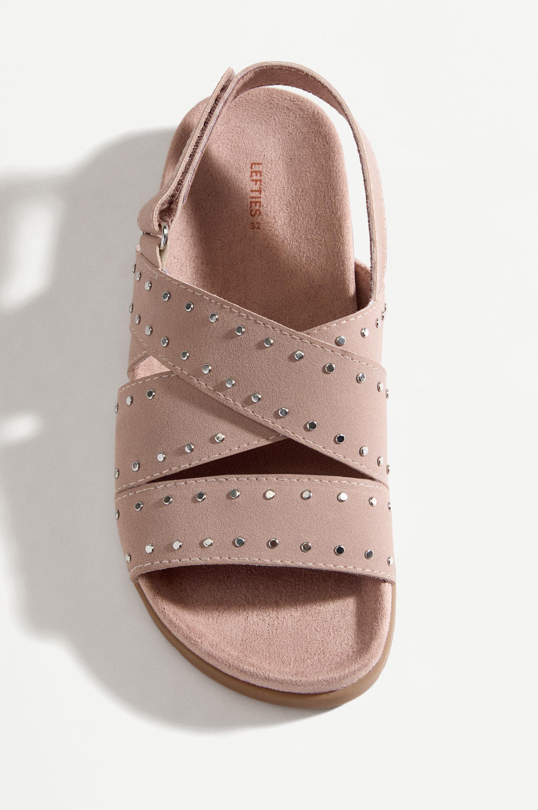 COMFORT STUDDED SANDALS — PALE PINK