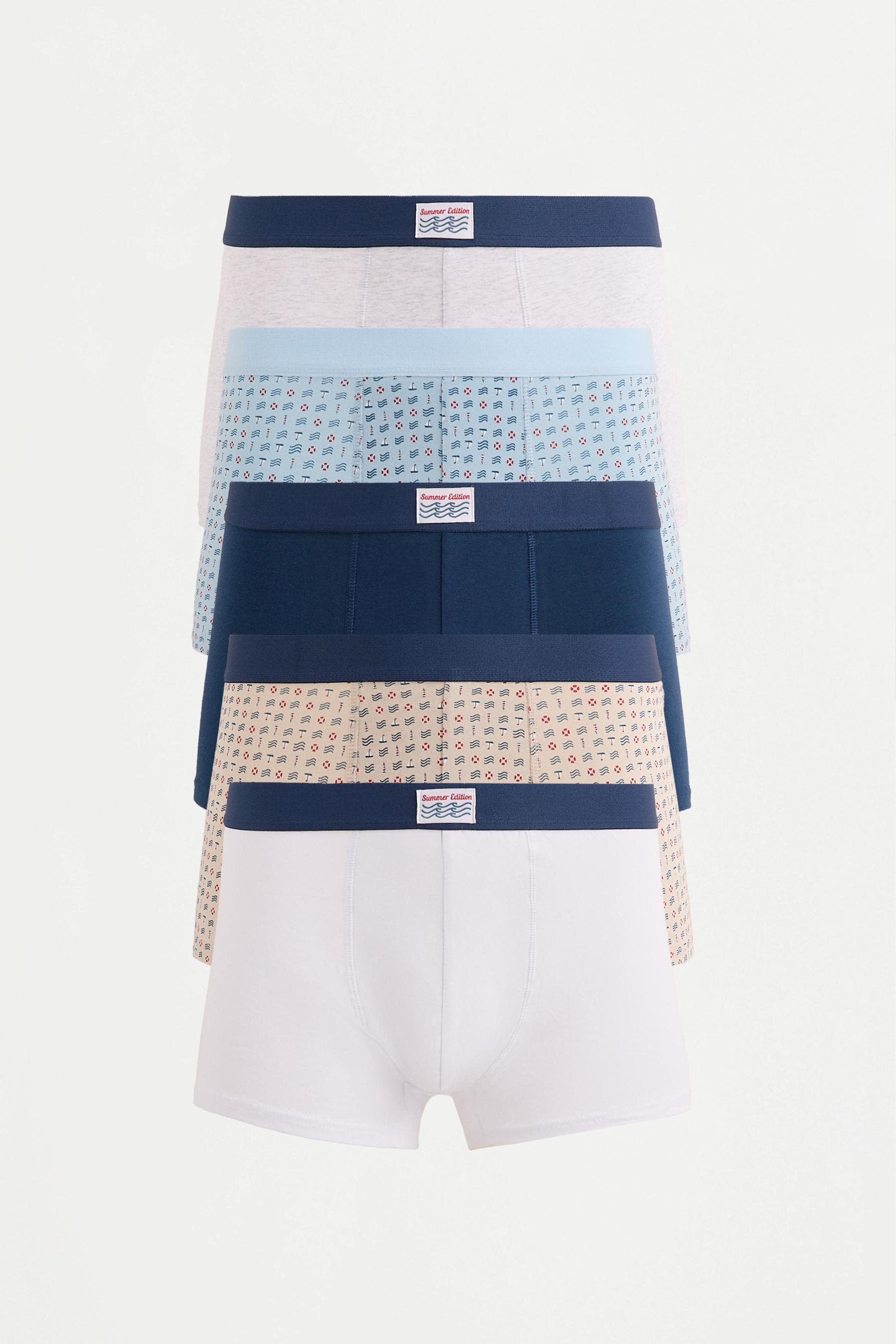Contrast Boxers (5-Pack) — BLUE