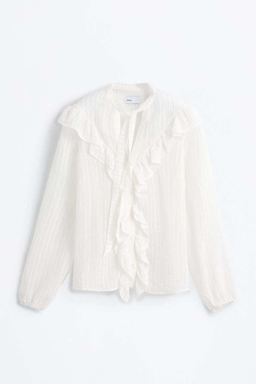 Camisa chorreras cuello tira Camisas Manga Larga Camisas