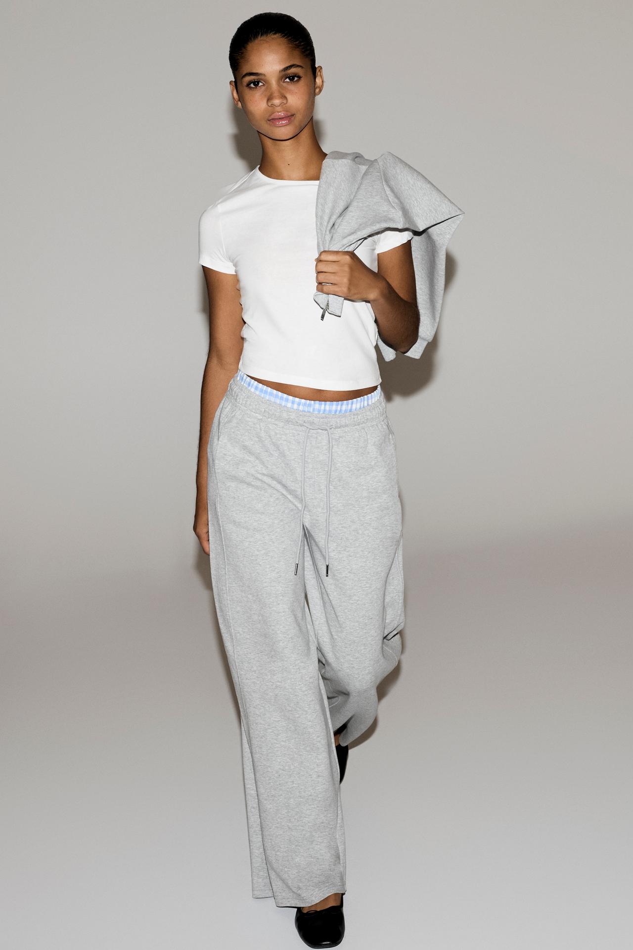 Basic wide-leg tracksuit trousers — GREY MARL