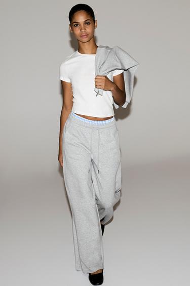 Basic wide-leg tracksuit trousers — GREY MARL 5
