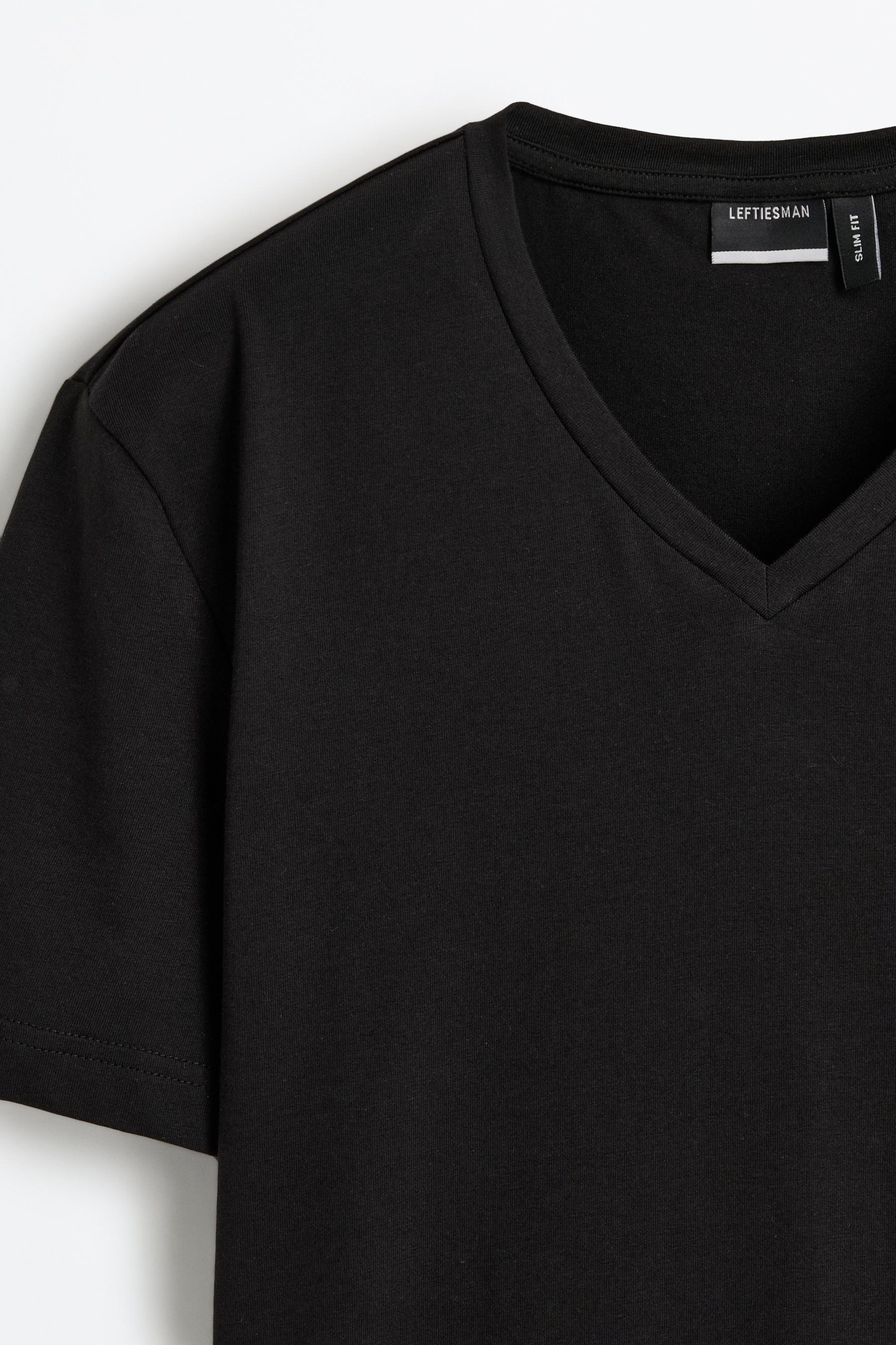 Slim fit V-neck T-shirt — BLACK