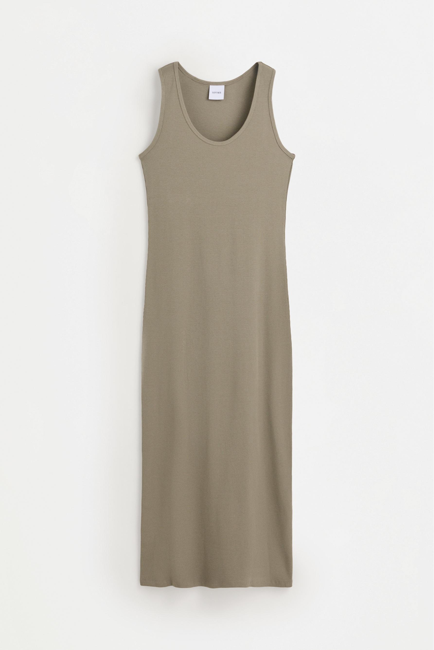 Ribbed midi dress — PALE KHAKI