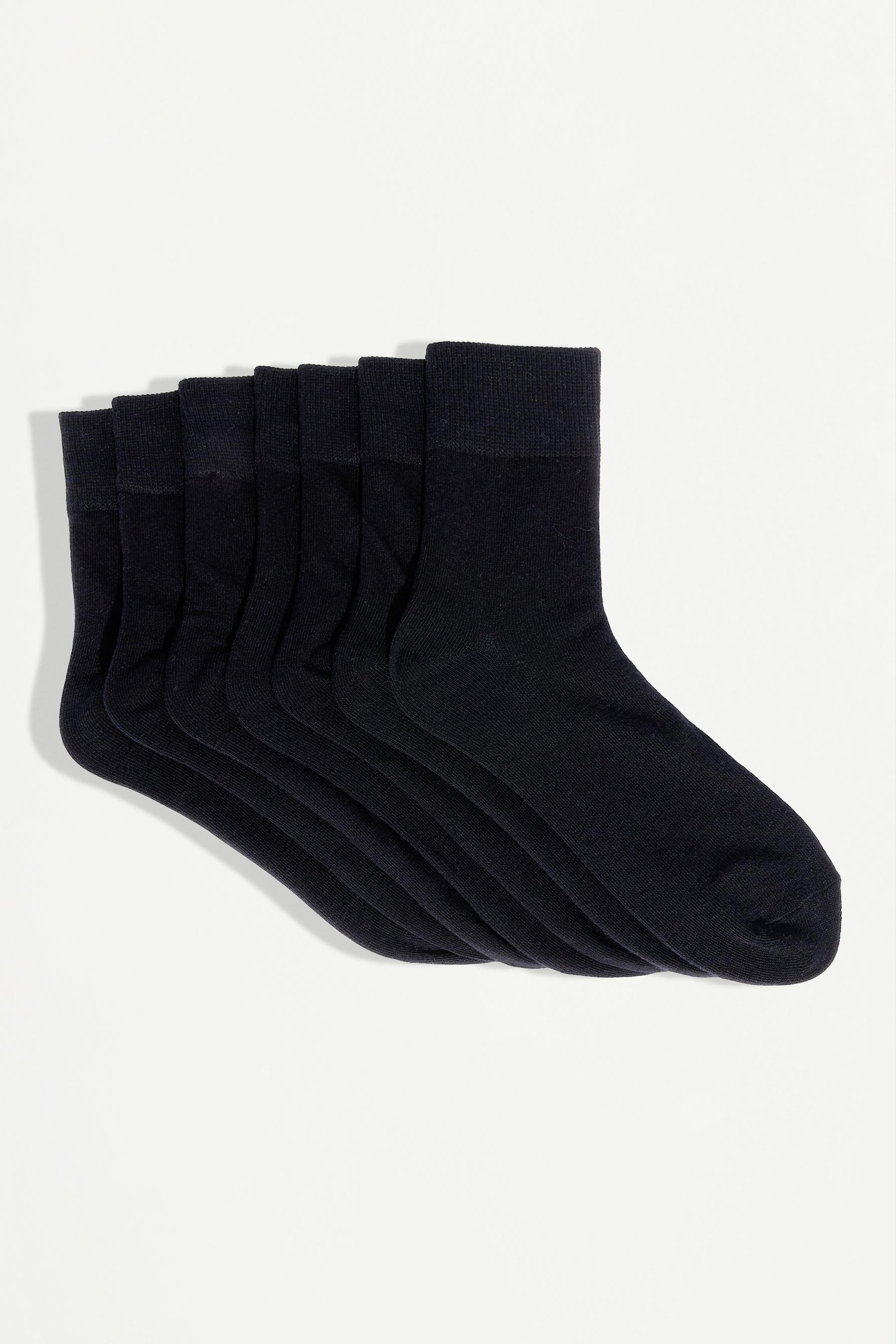Plain ankle socks (Pack 7) — BLACK