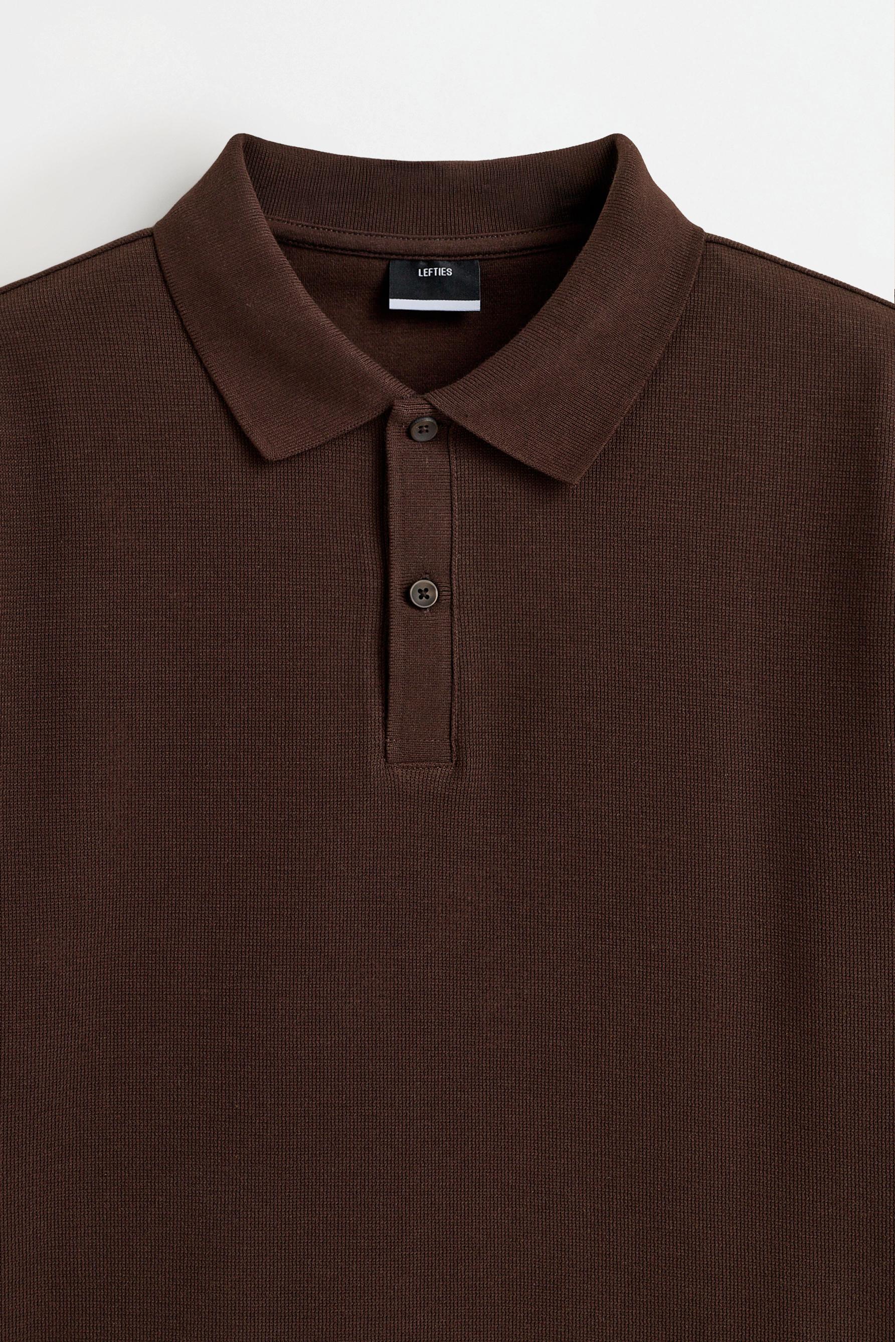 Basic textured polo shirt — BROWN