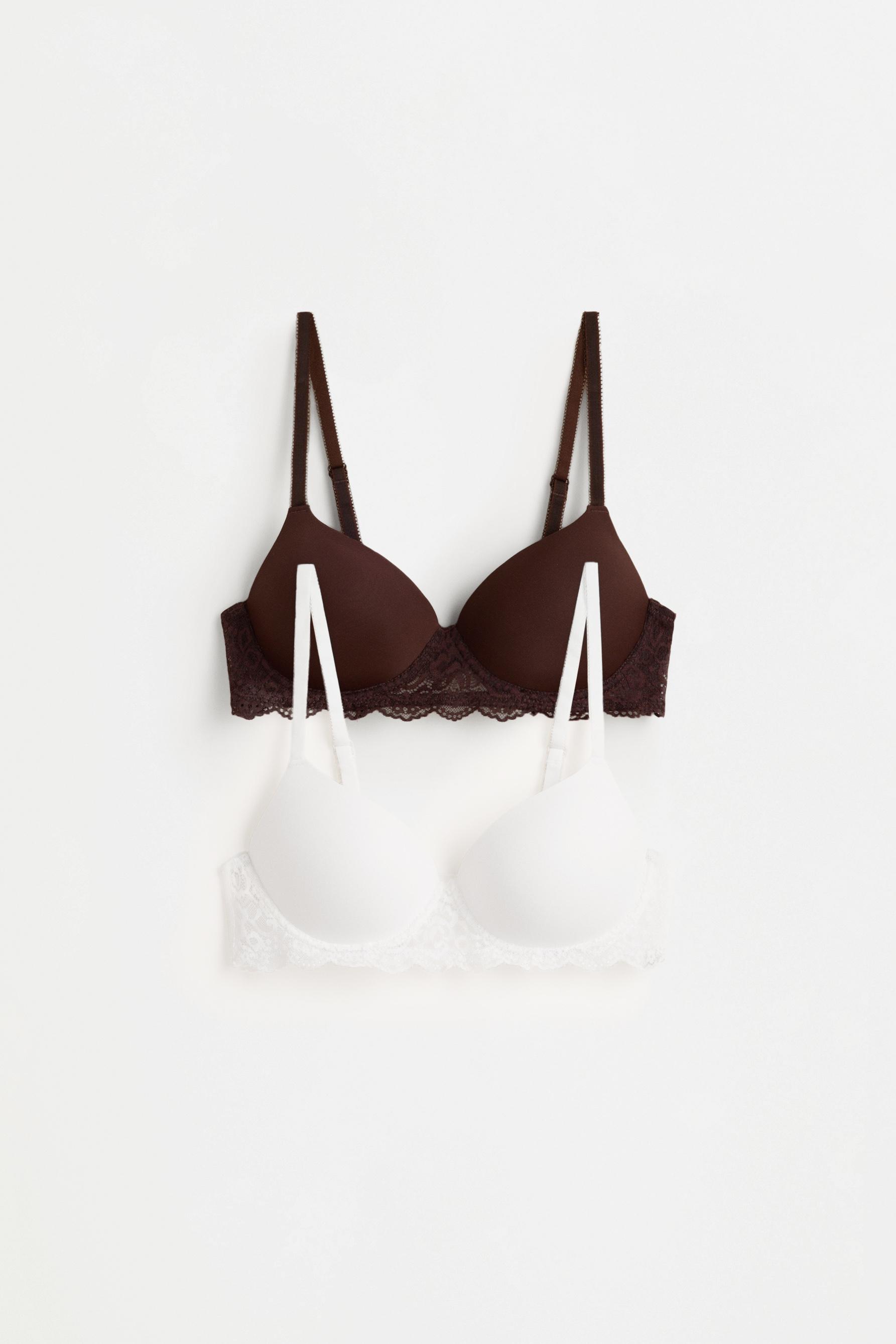 Pack of 2 lace bandeau bras — WHITE