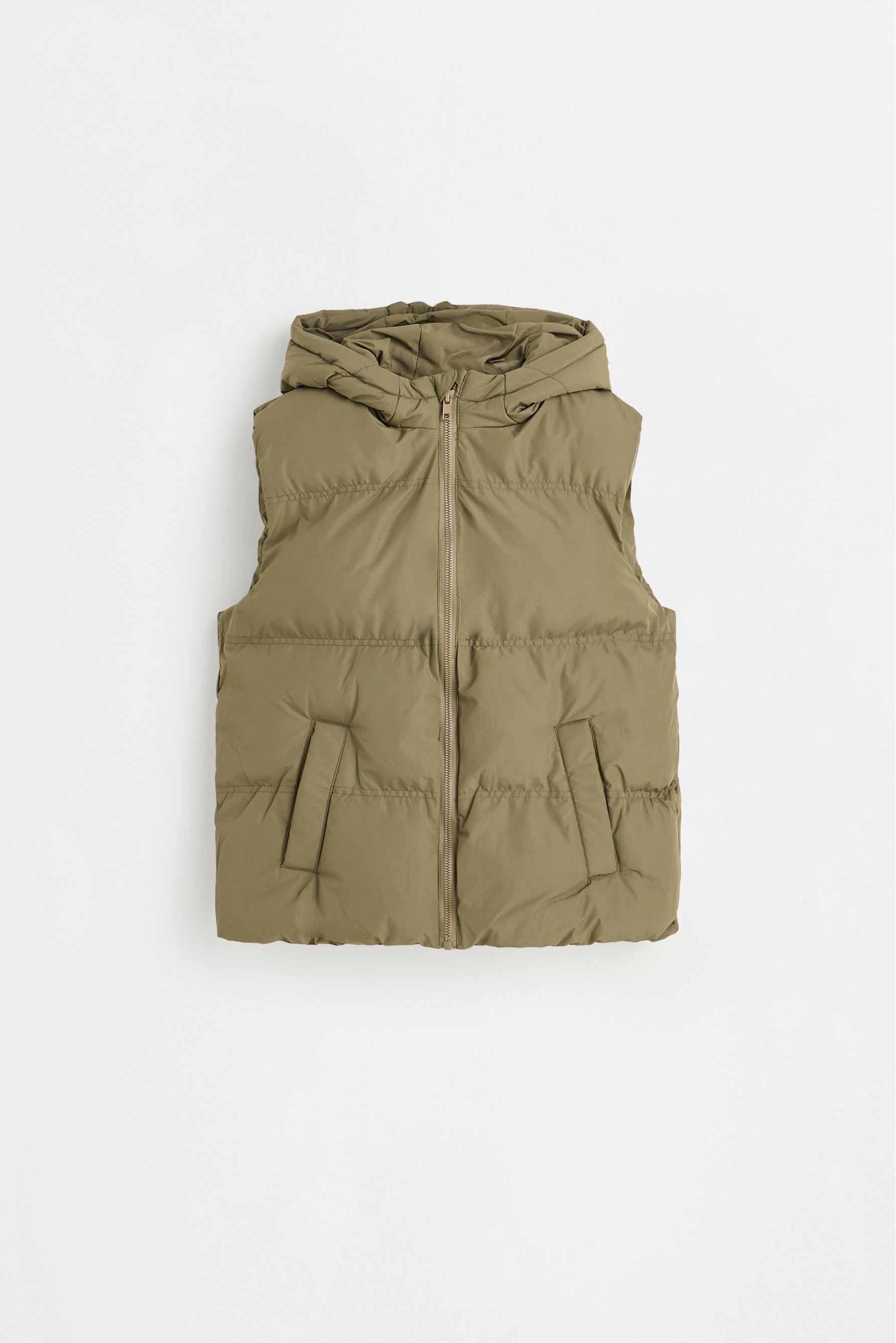 Quilted hooded gilet — PALE KHAKI