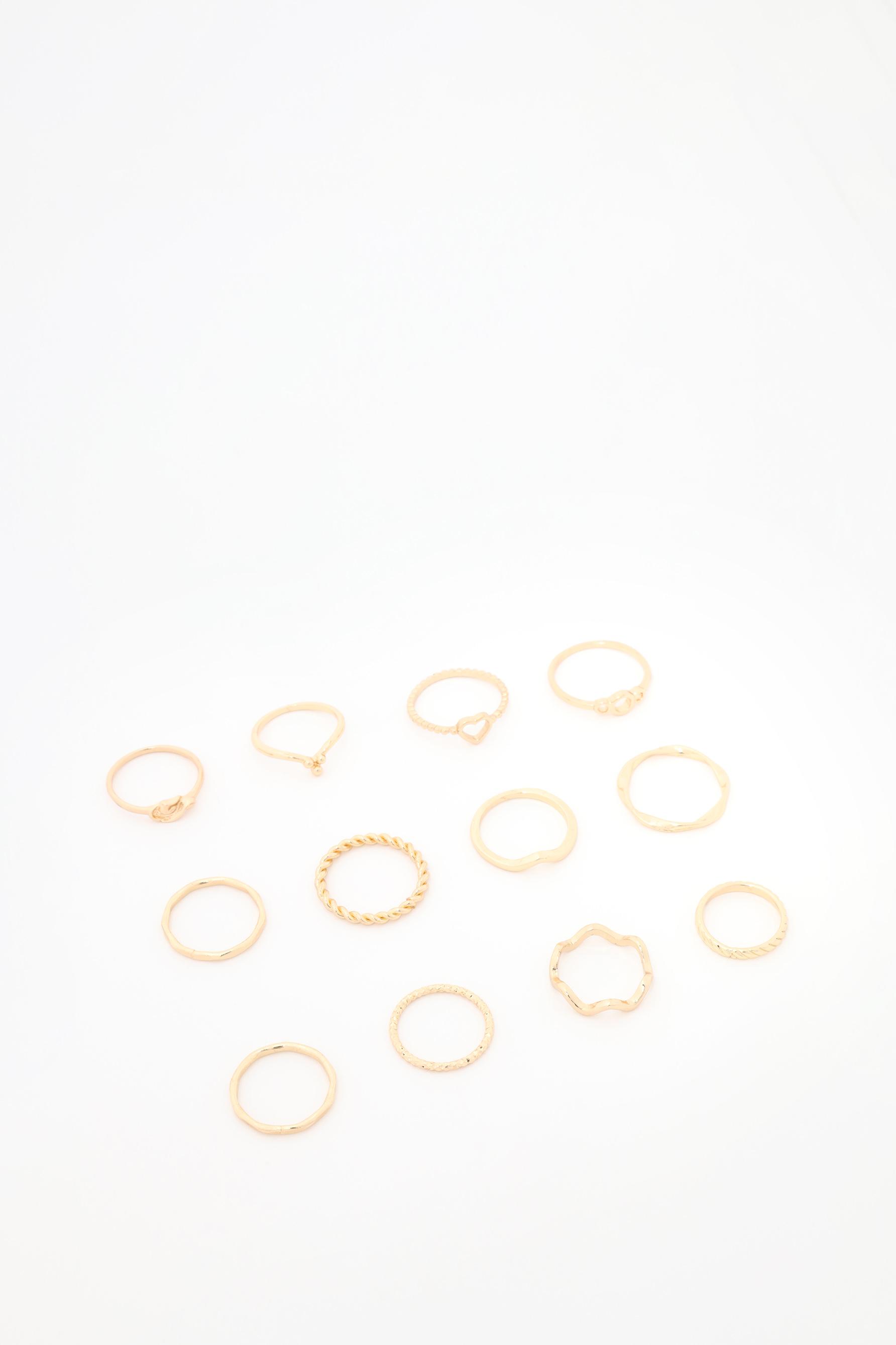 Pack of 12 assorted rings — GOLD