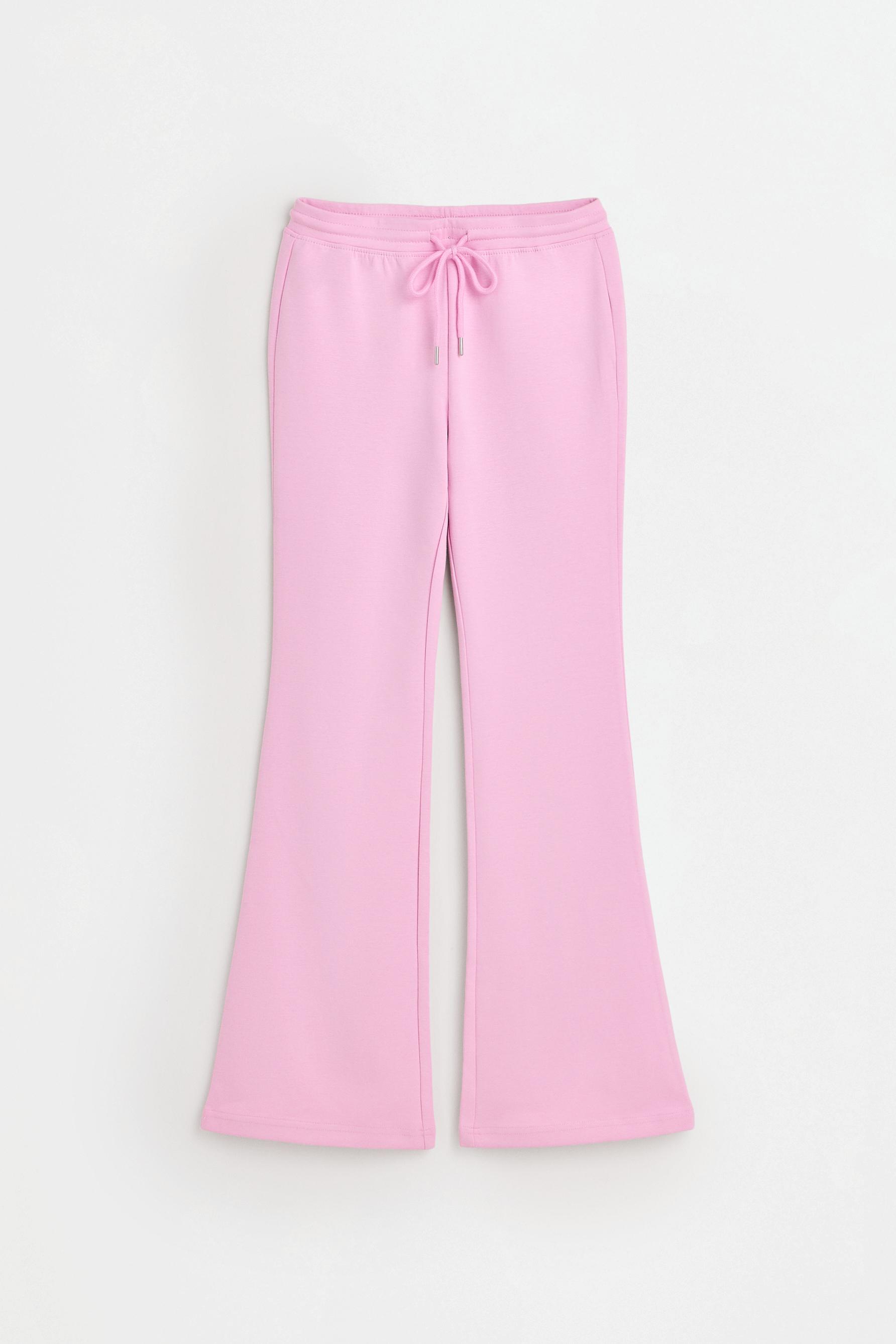 Basic interlock bell bottom trousers — PASTEL PINK