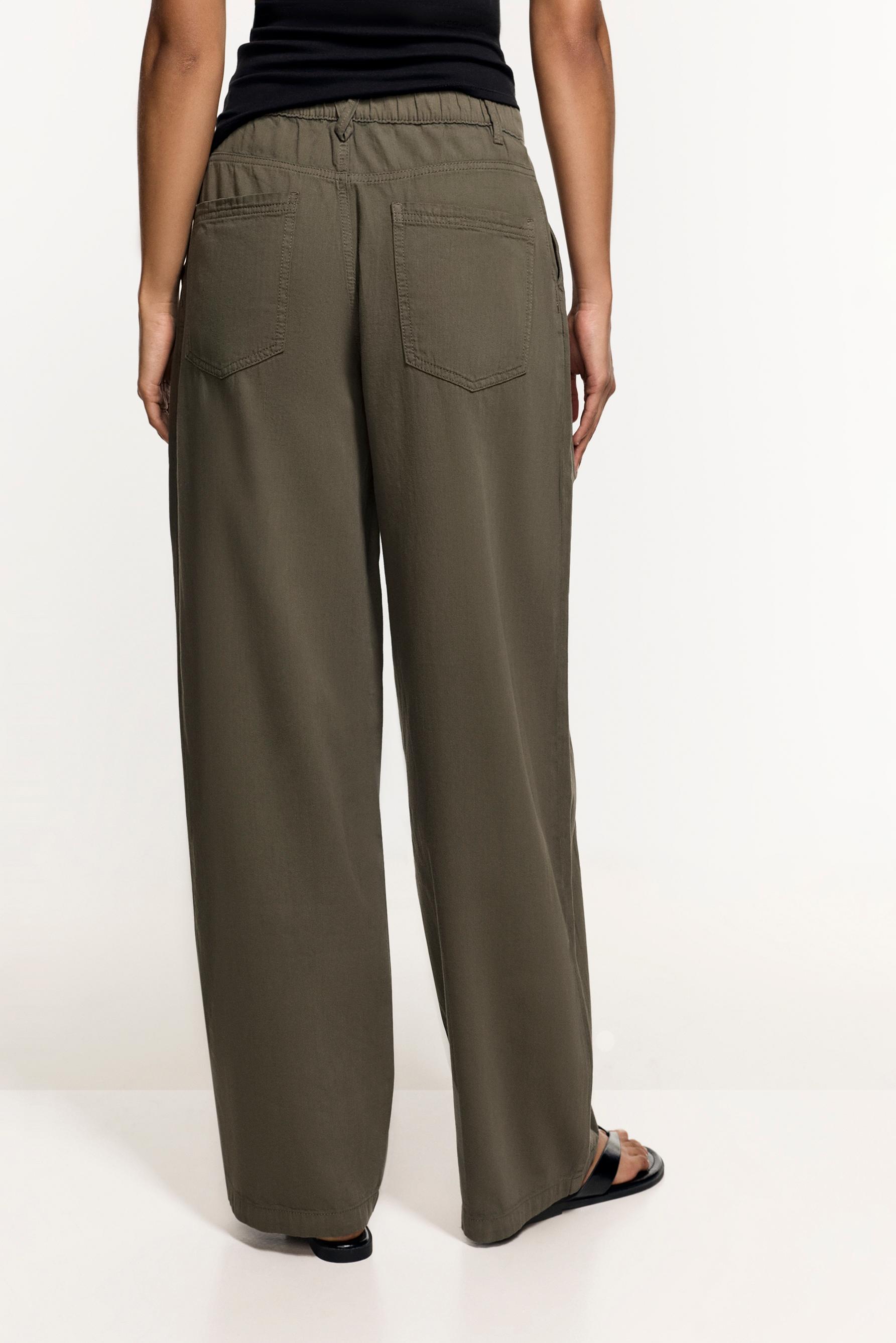 Barrel-leg darted trousers — KHAKI