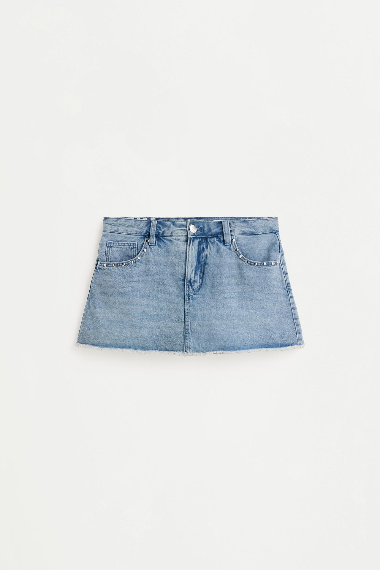 Studded denim skirt — INDIGO