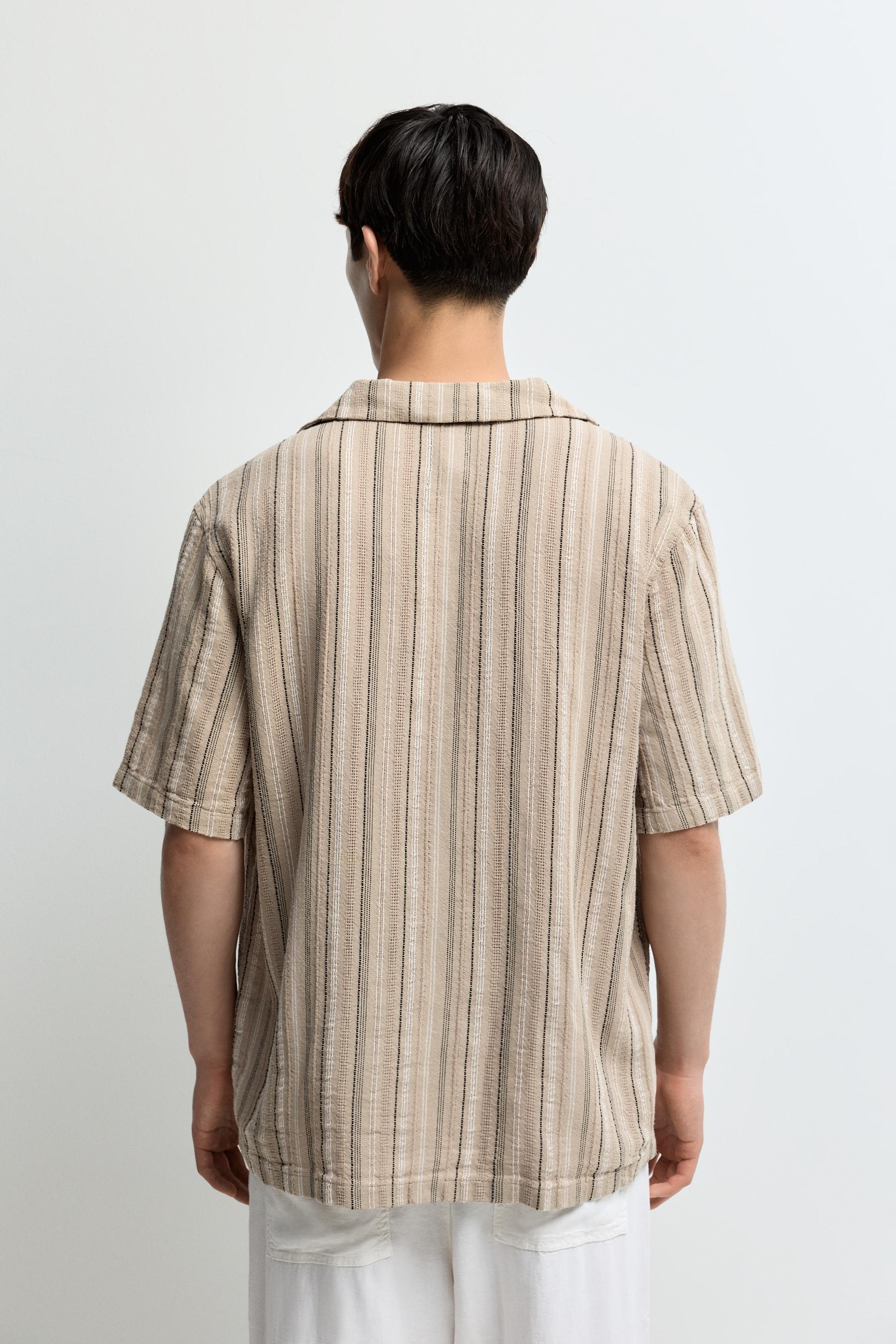 Striped rustic shirt — BEIGE