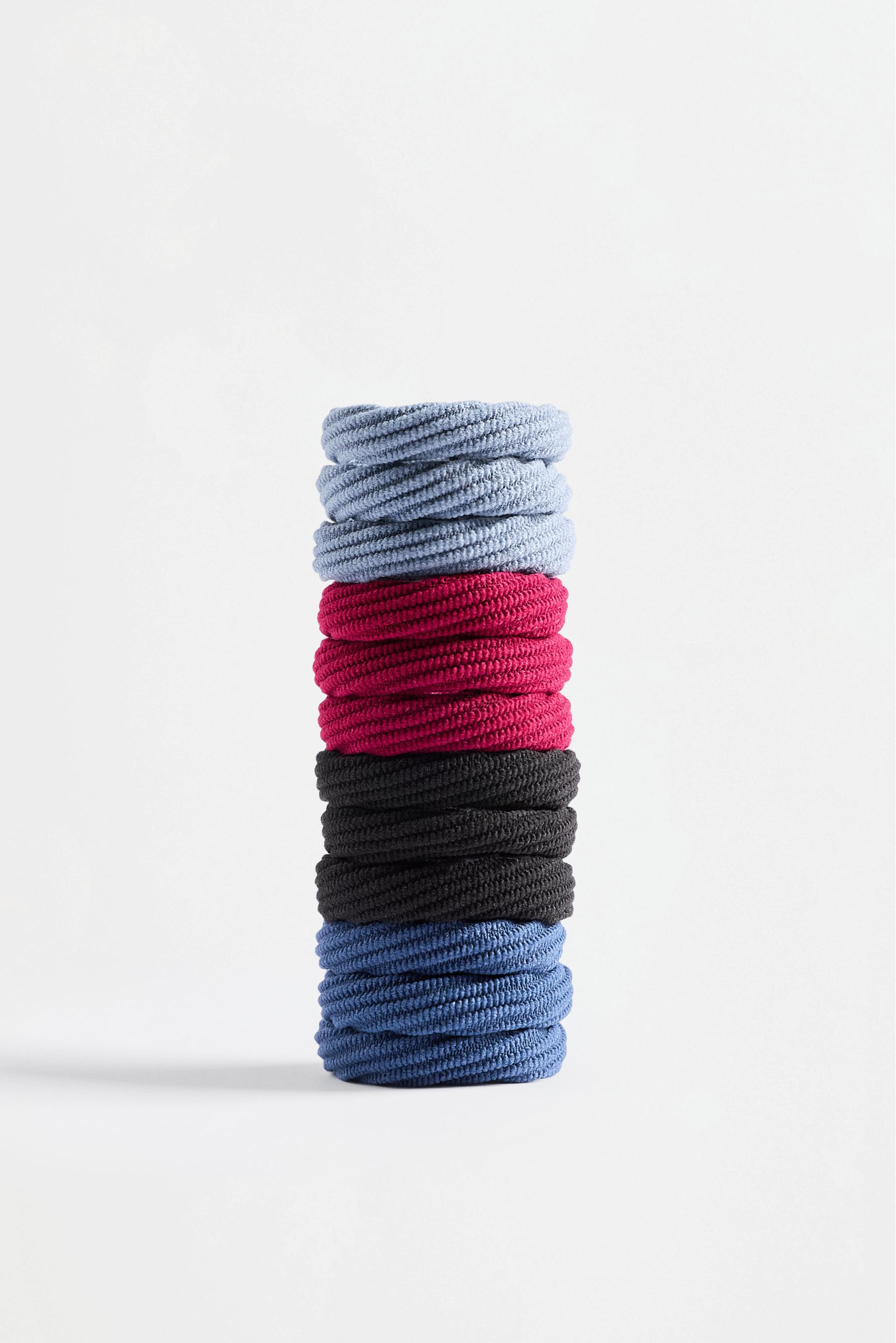 Ribbed Hair Ties (12-Pack) — BURGUNDY