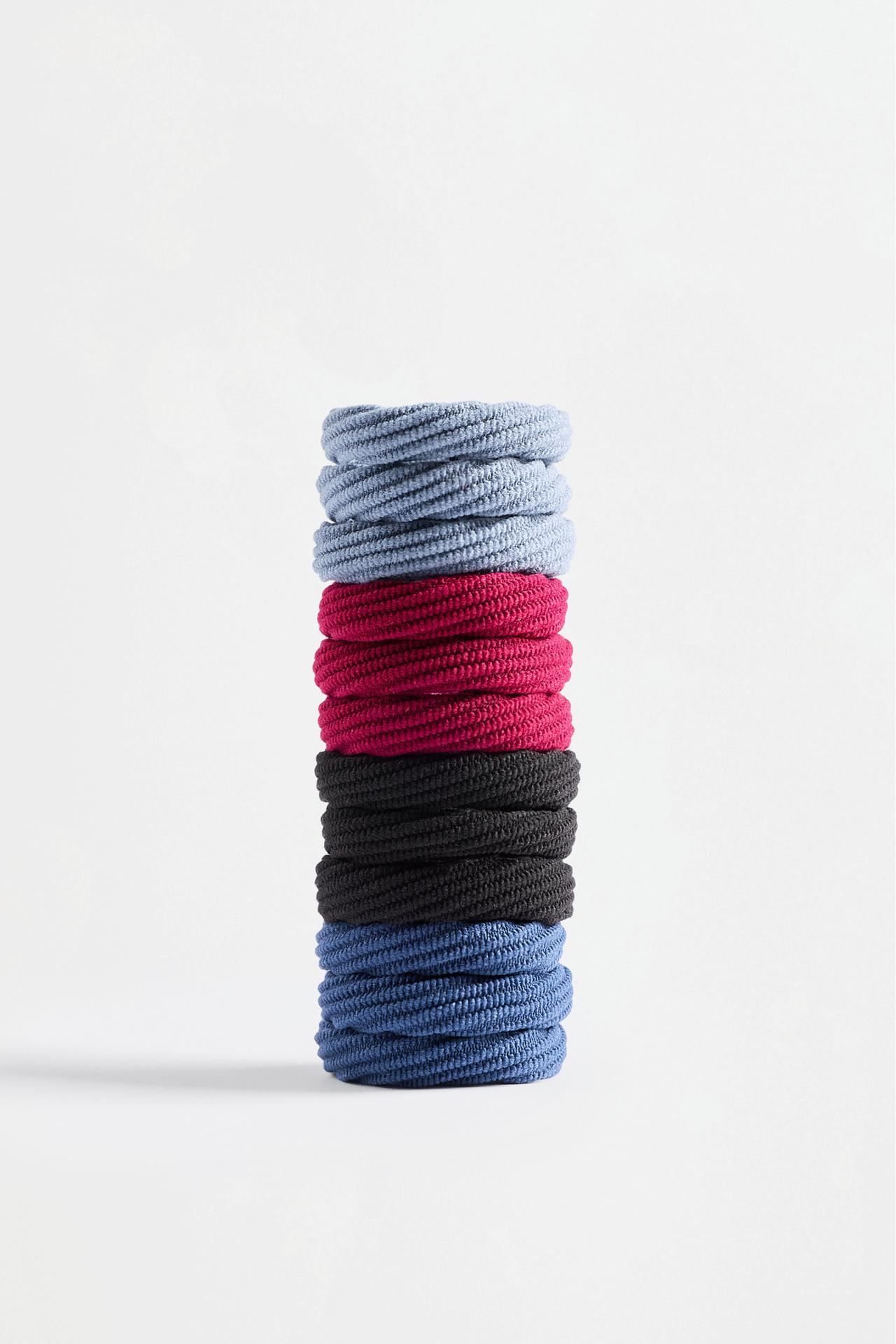 Ribbed Hair Ties (12-Pack) — BURGUNDY