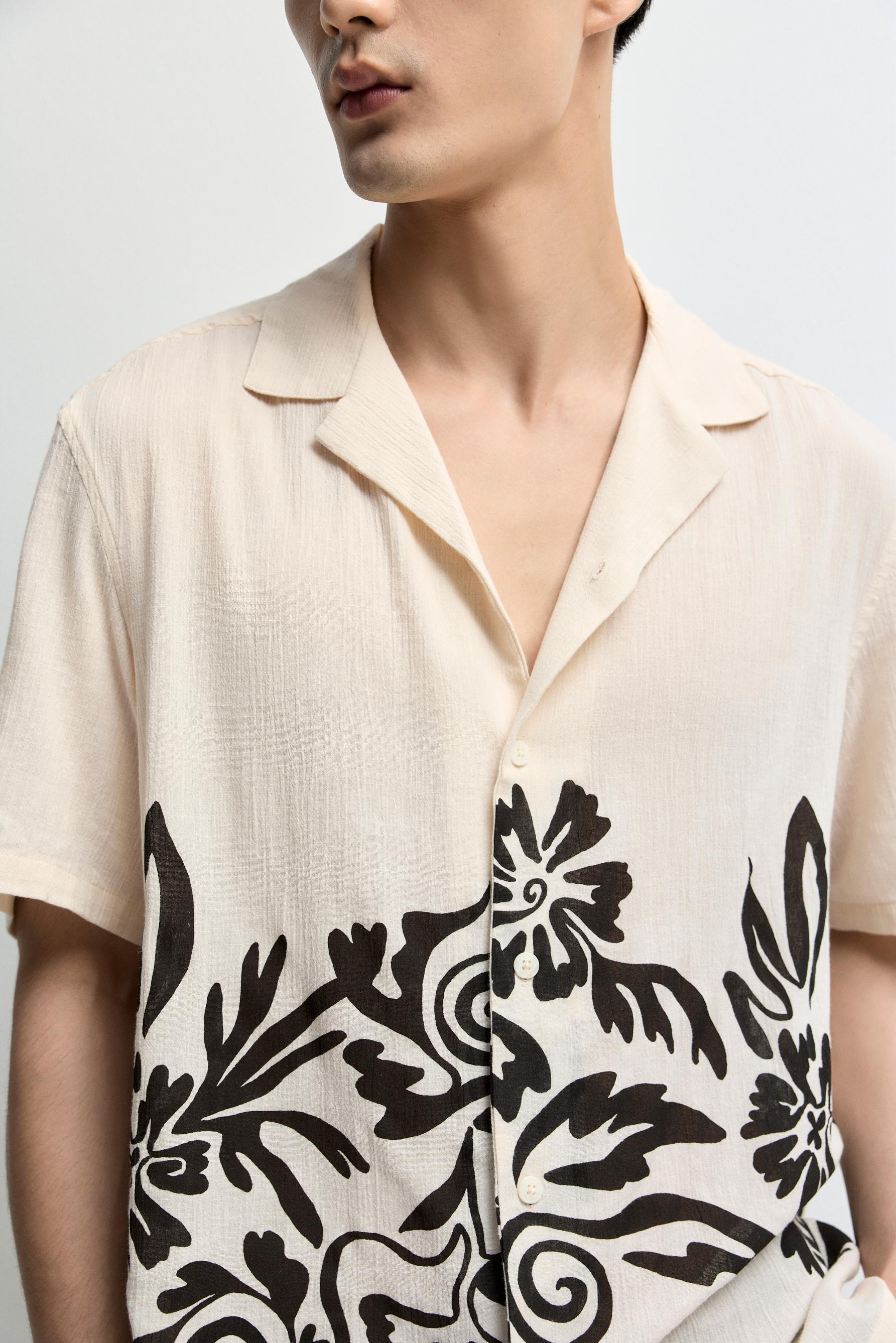 Textured print shirt — ECRU