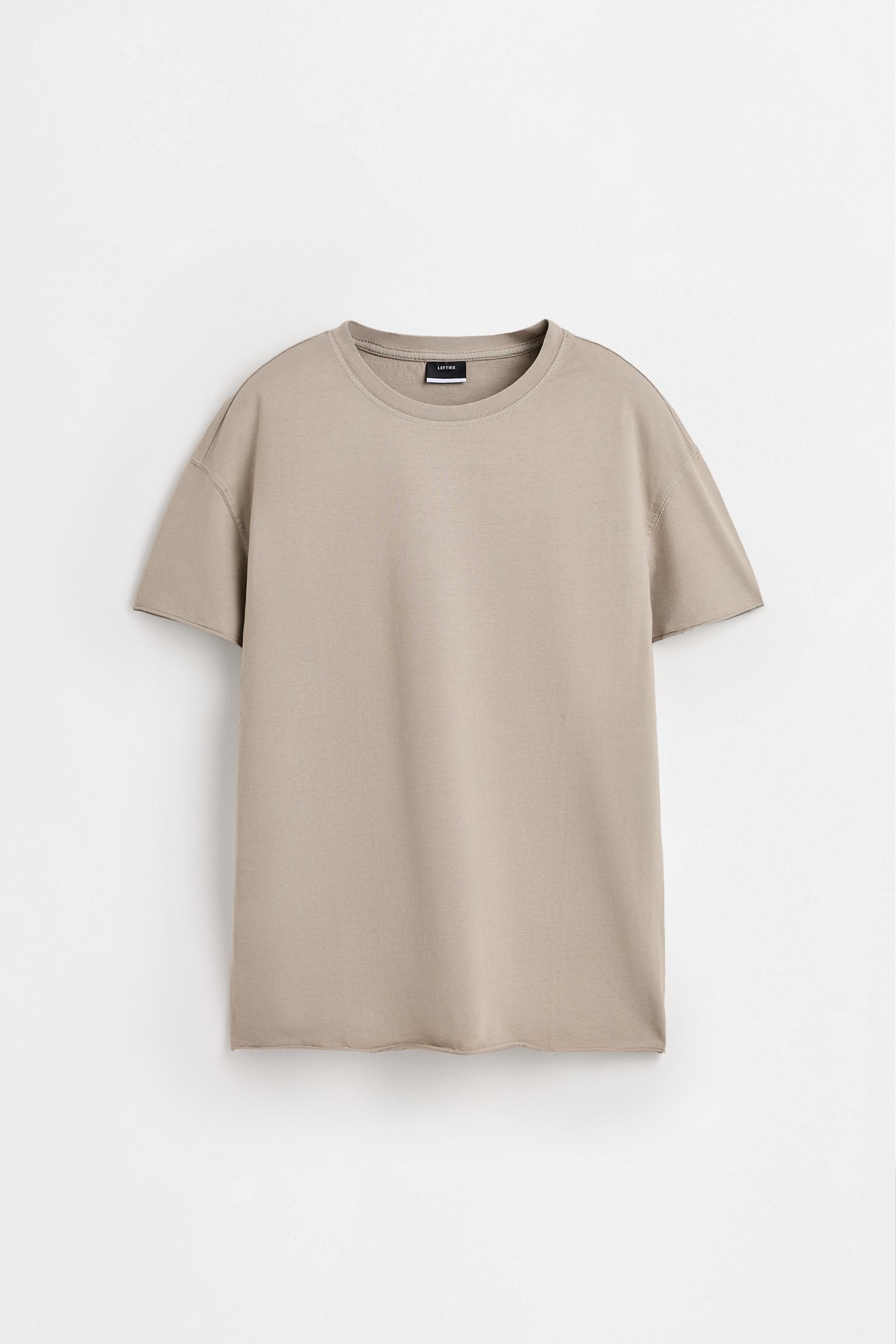 Frayed hem T-shirt — CAMEL
