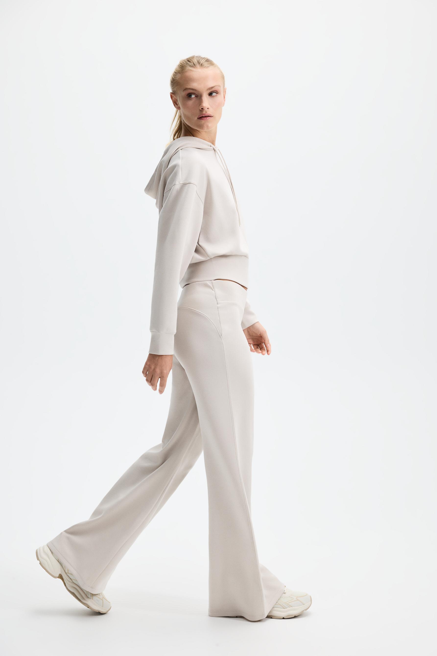 Flowing flared tracksuit trousers — ECRU