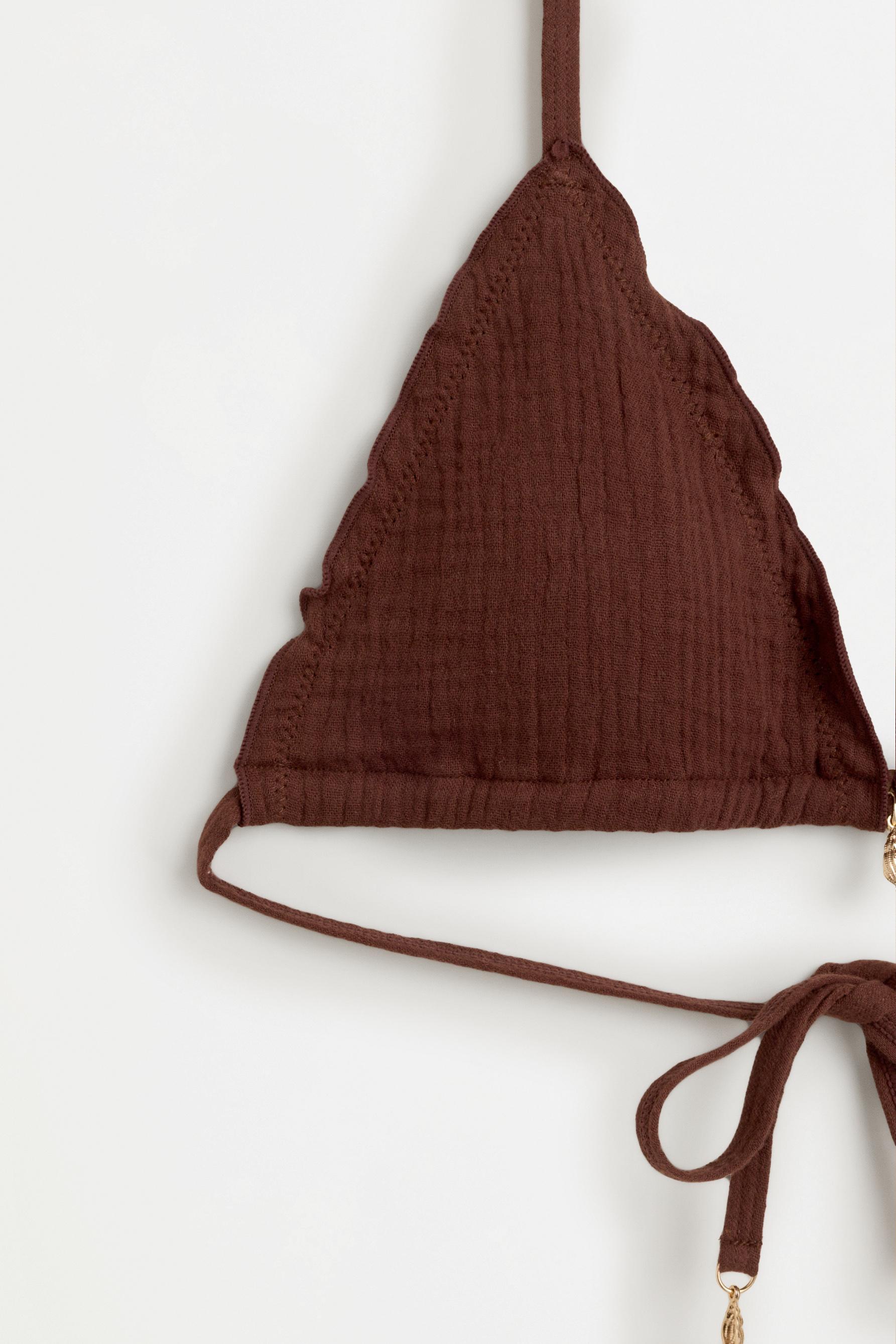 Wave charm bikini top — BROWN