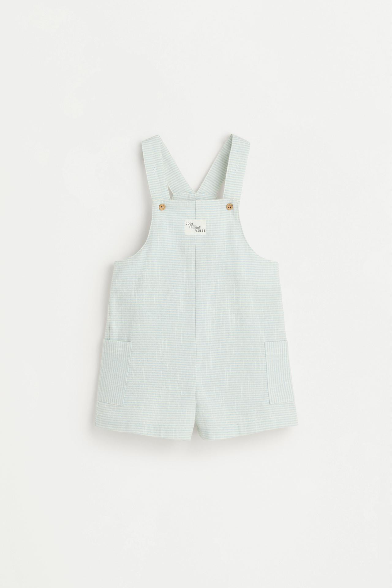 Striped short dungarees — PASTEL BLUE