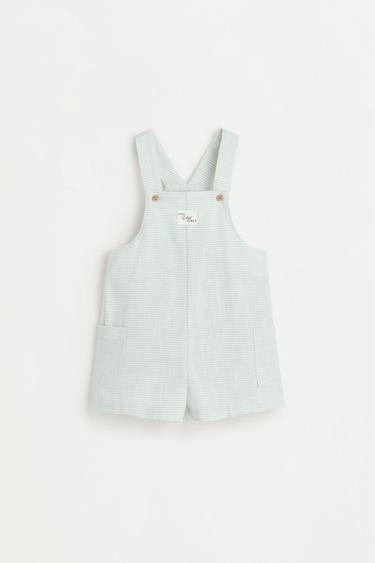 Striped short dungarees — PASTEL BLUE 1