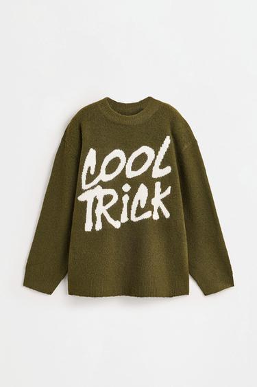 Soft text sweater — KHAKI 1